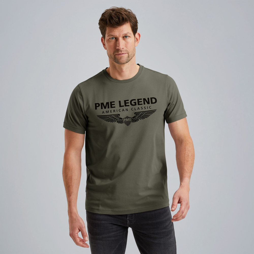 Футболка мужская PME Legend c классическим логотипом серо-зеленая