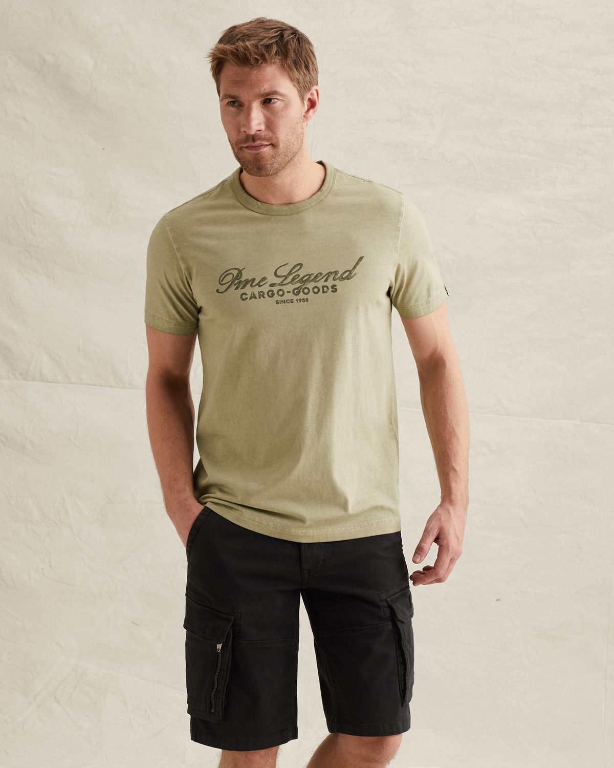 Футболка PME Legend с крупным принтом бежевая артикул PTSS2604593-6001