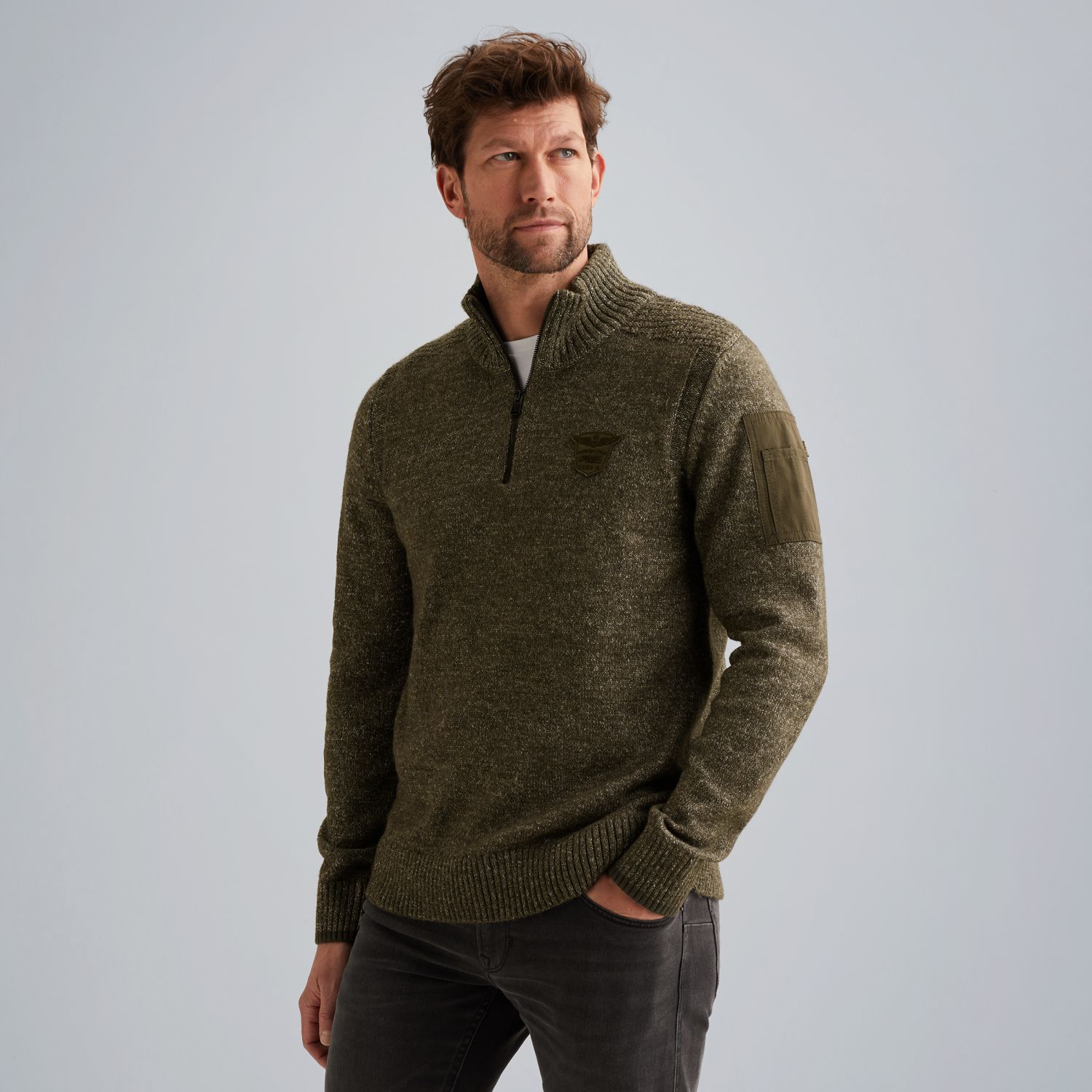 Пуловер PME Legend с полу-молнией серый артикул PKW2510314-940