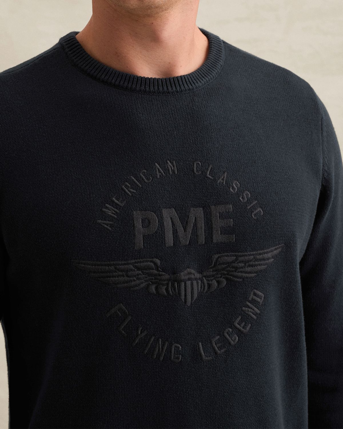Свитшот PME Legend с круглым вырезом тёмно-синий артикул PKW2608312-5281