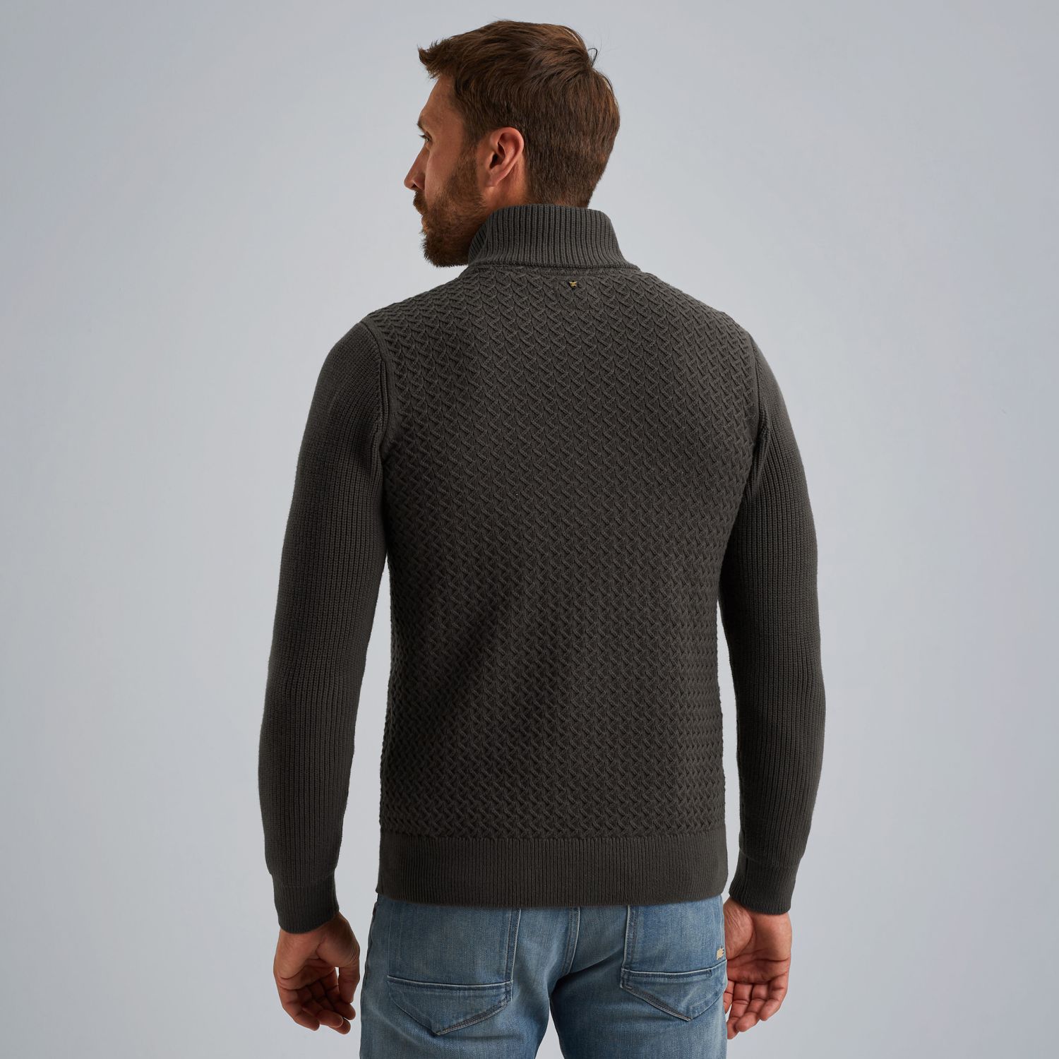 Пуловер PME Legend с короткой молнией серый артикул PKW2510305-9703