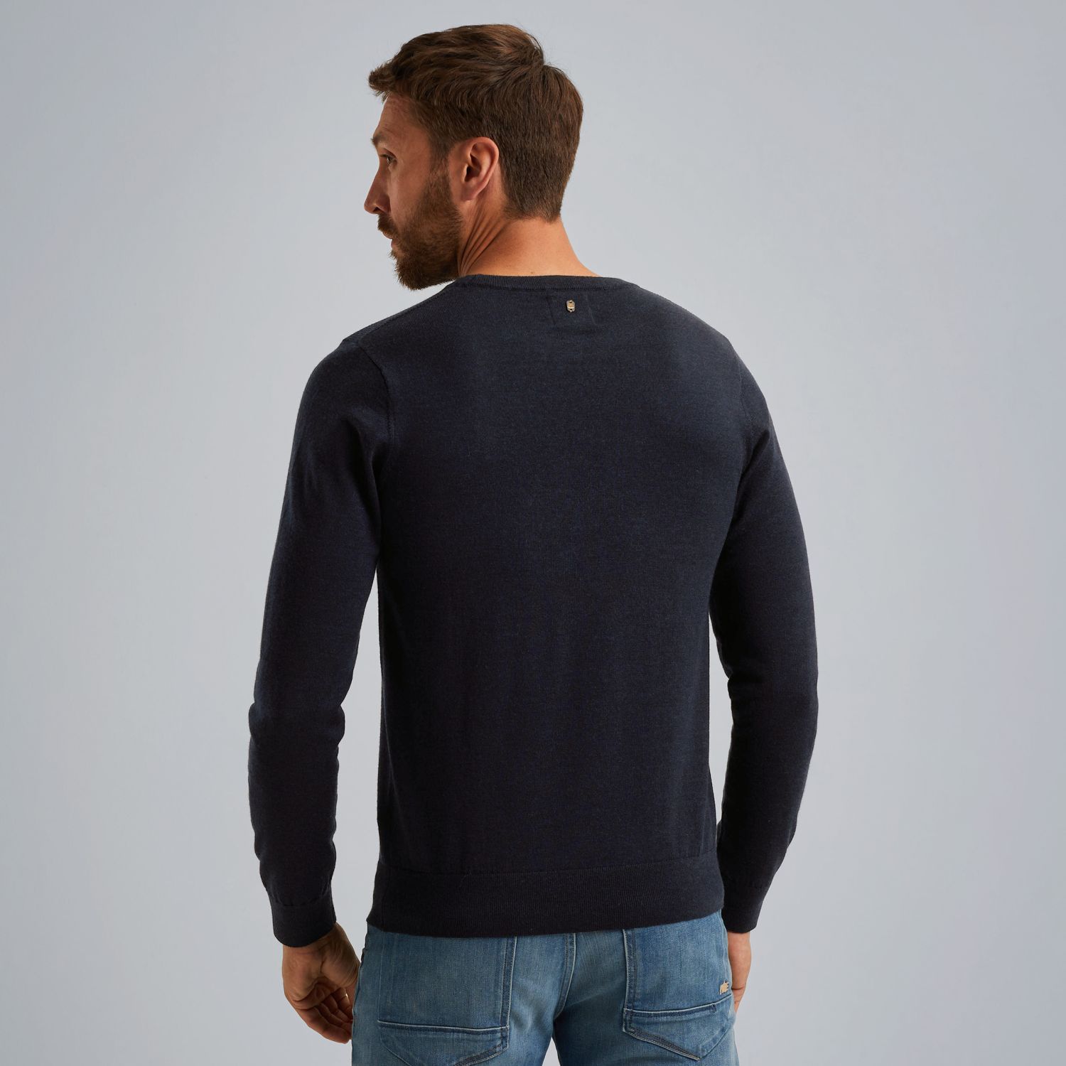 Пуловер PME Legend тонкой вязки с рифлением синий артикул PKW2509326-5281