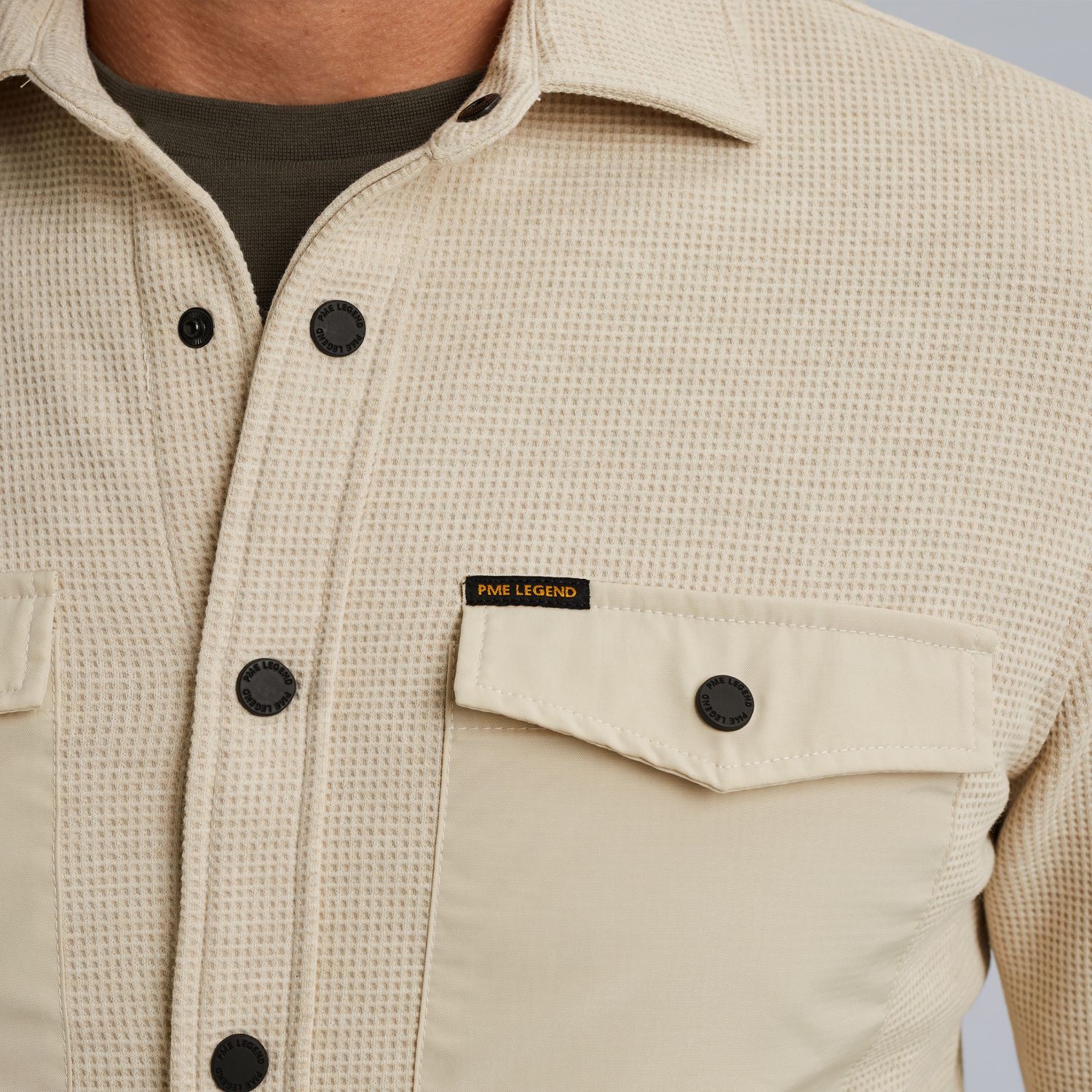 Куртка-рубашка с вафельной текстурой бежевая артикул PSI2511246-7013