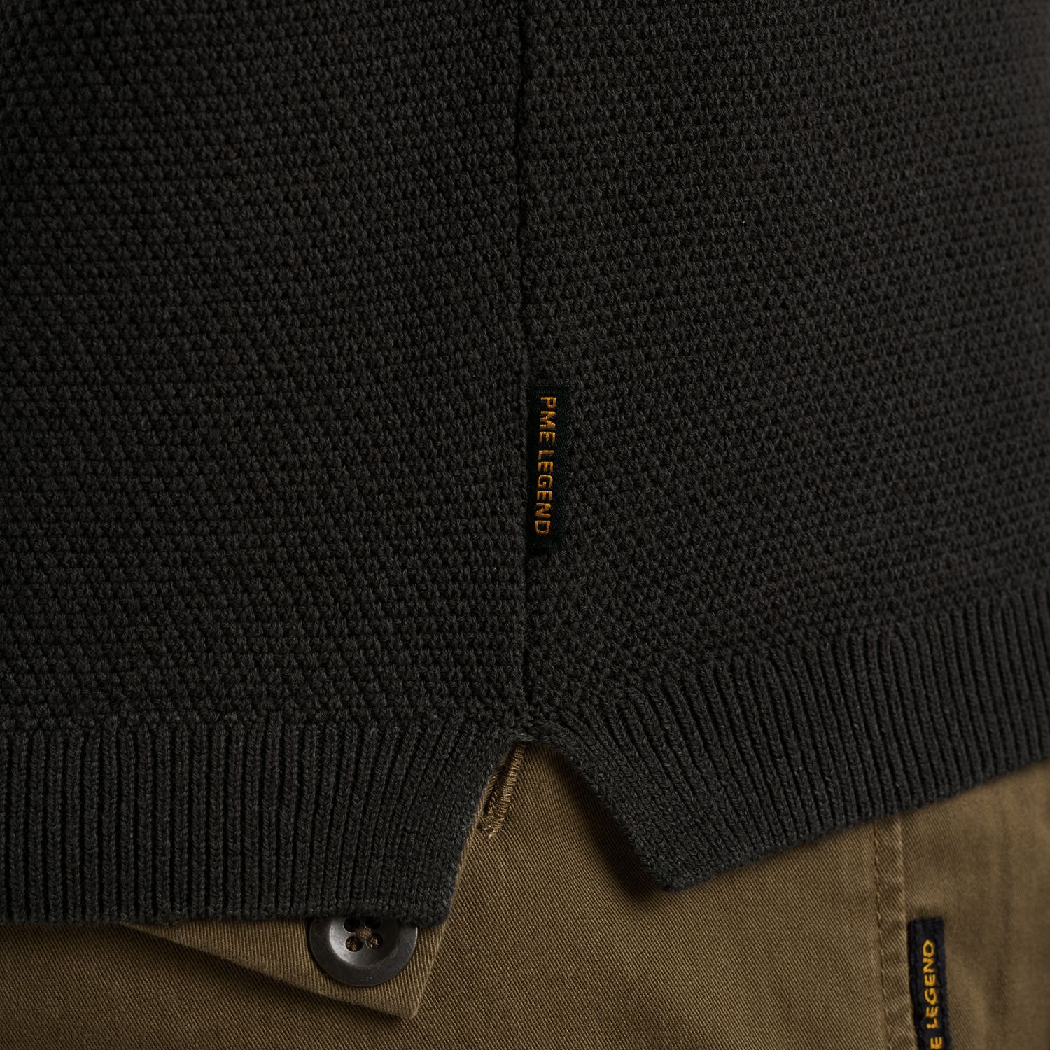 Поло с текстурой коричневое артикул PPSS2506872-9140