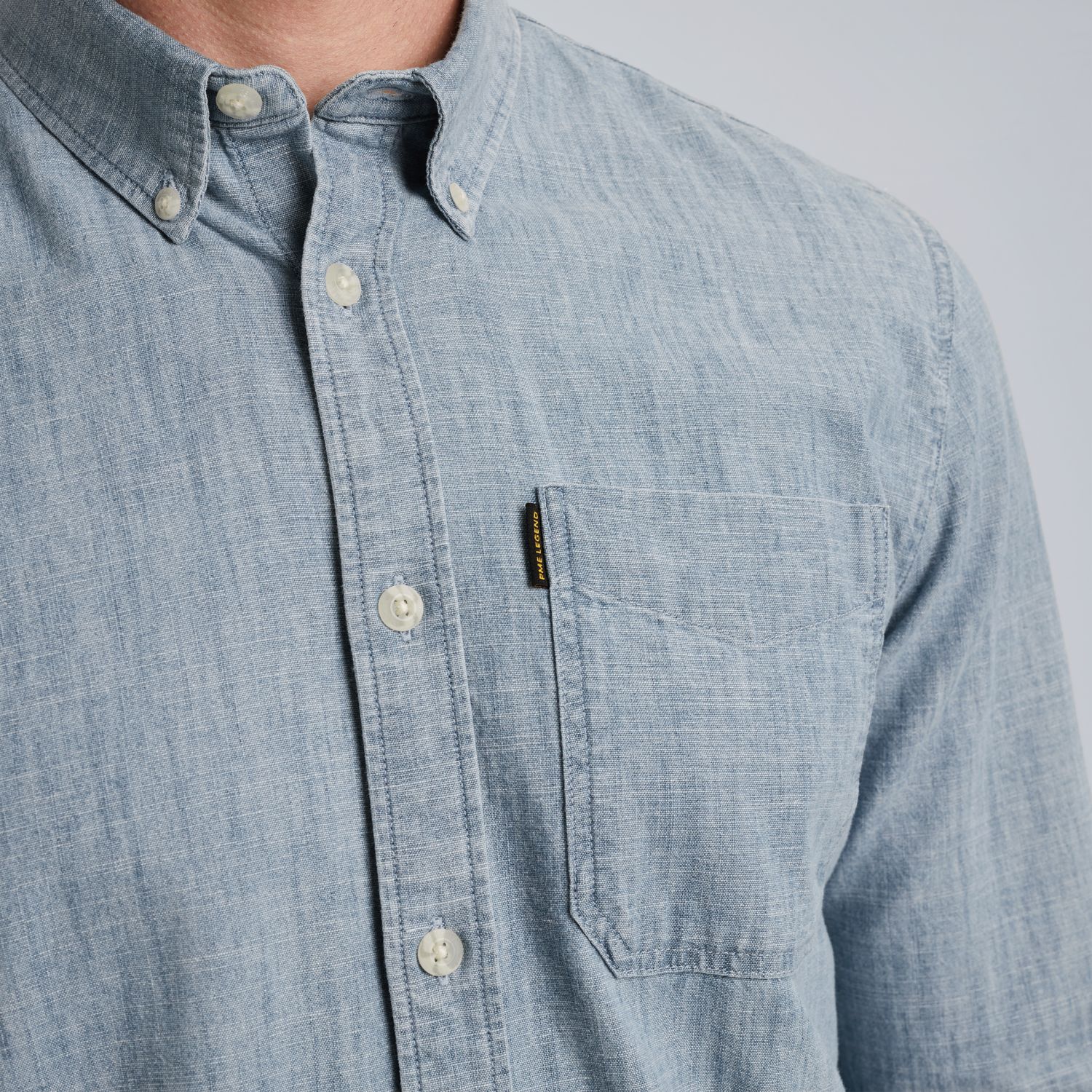 Рубашка PME Legend с эффектом денима синяя артикул PSI2508220-590