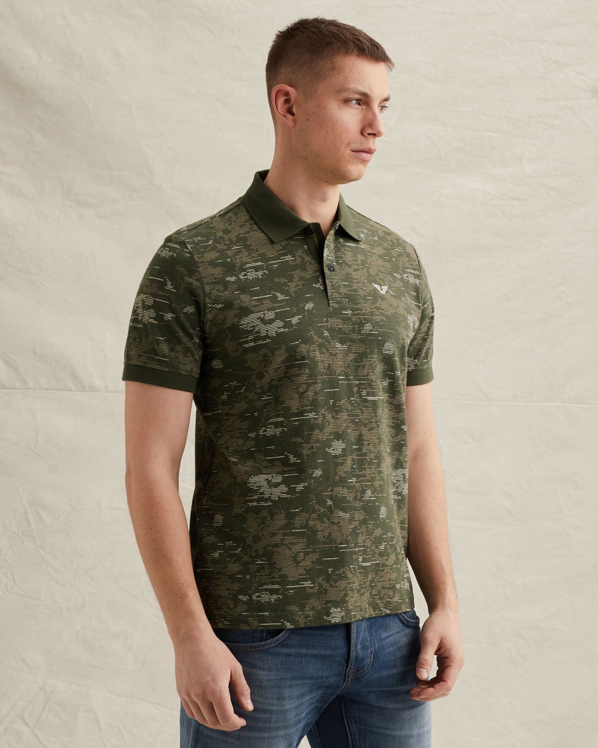 Поло PME Legend с принтом по всей поверхности зелёное артикул PPSS2603859-6150