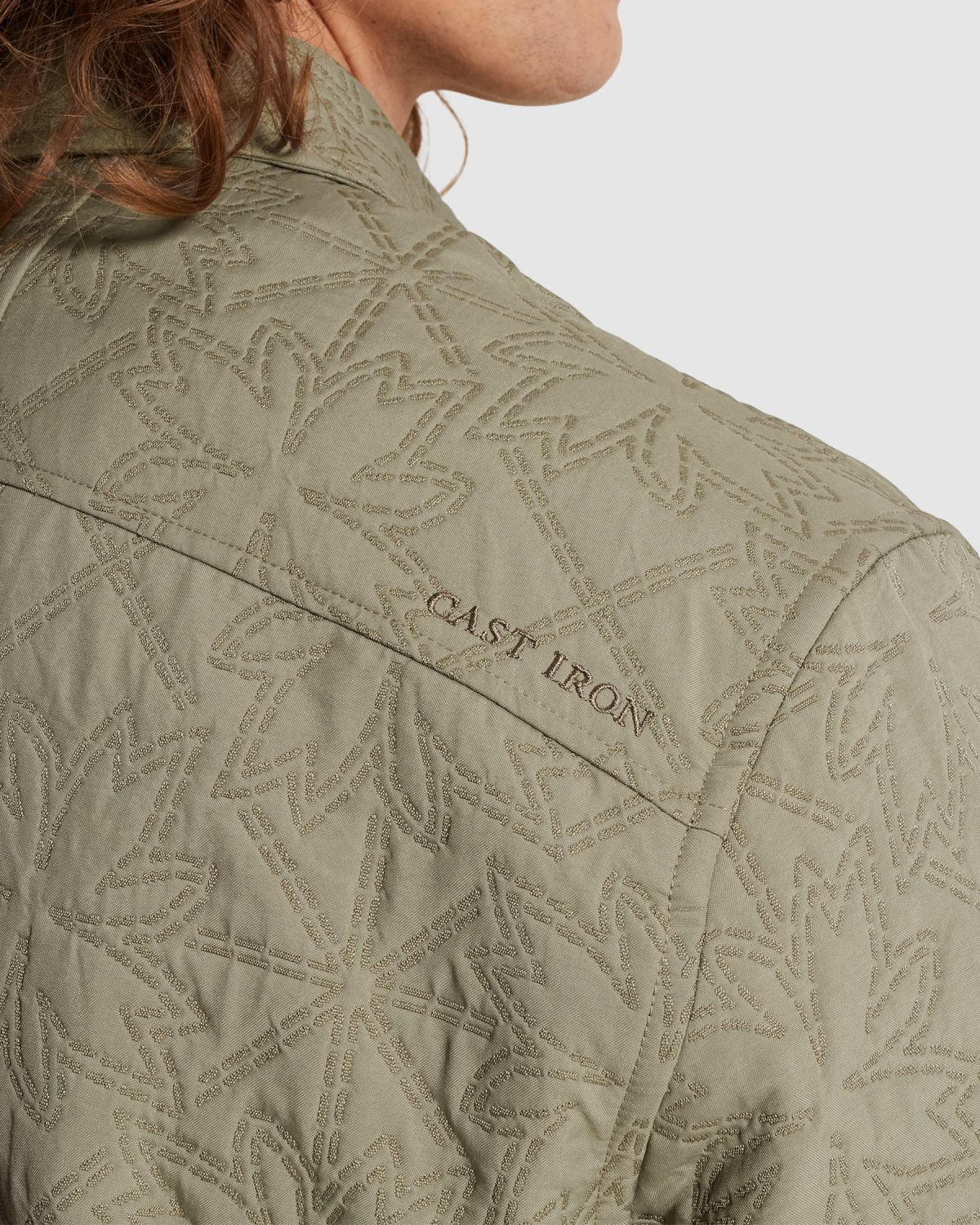 Рубашка-жакет Cast-Iron с жаккардовым рисунком коричневая артикул CSI2602214-6478