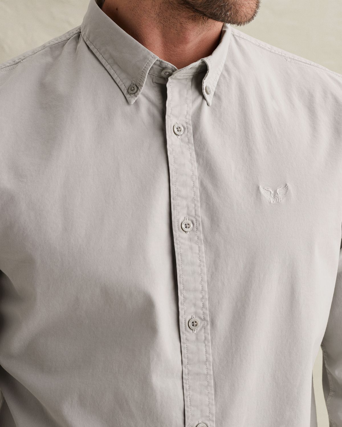 Рубашка PME Legend American Classic с воротником на пуговицах серая артикул PSI650001-5016