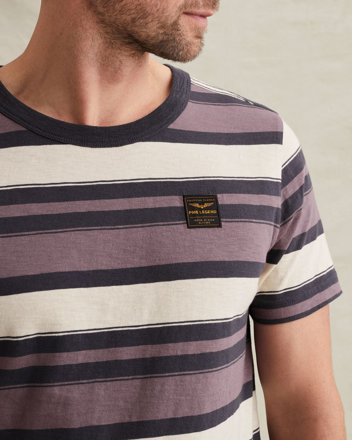 Футболка PME Legend в разноцветную полоску фиолетовая артикул PTSS2603589-4323