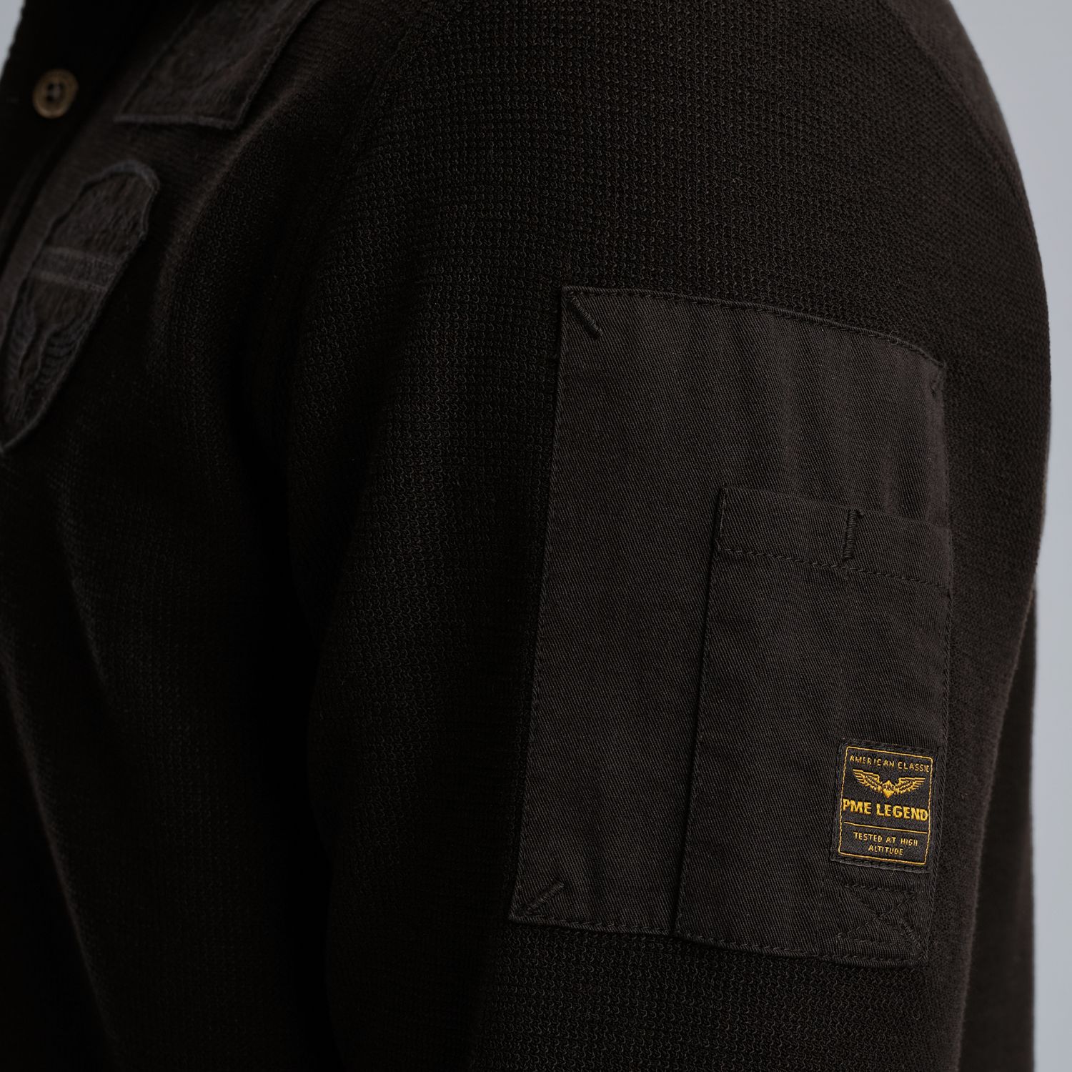 Поло PME Legend с длинными рукавами чёрное артикул PPS2509802-9067