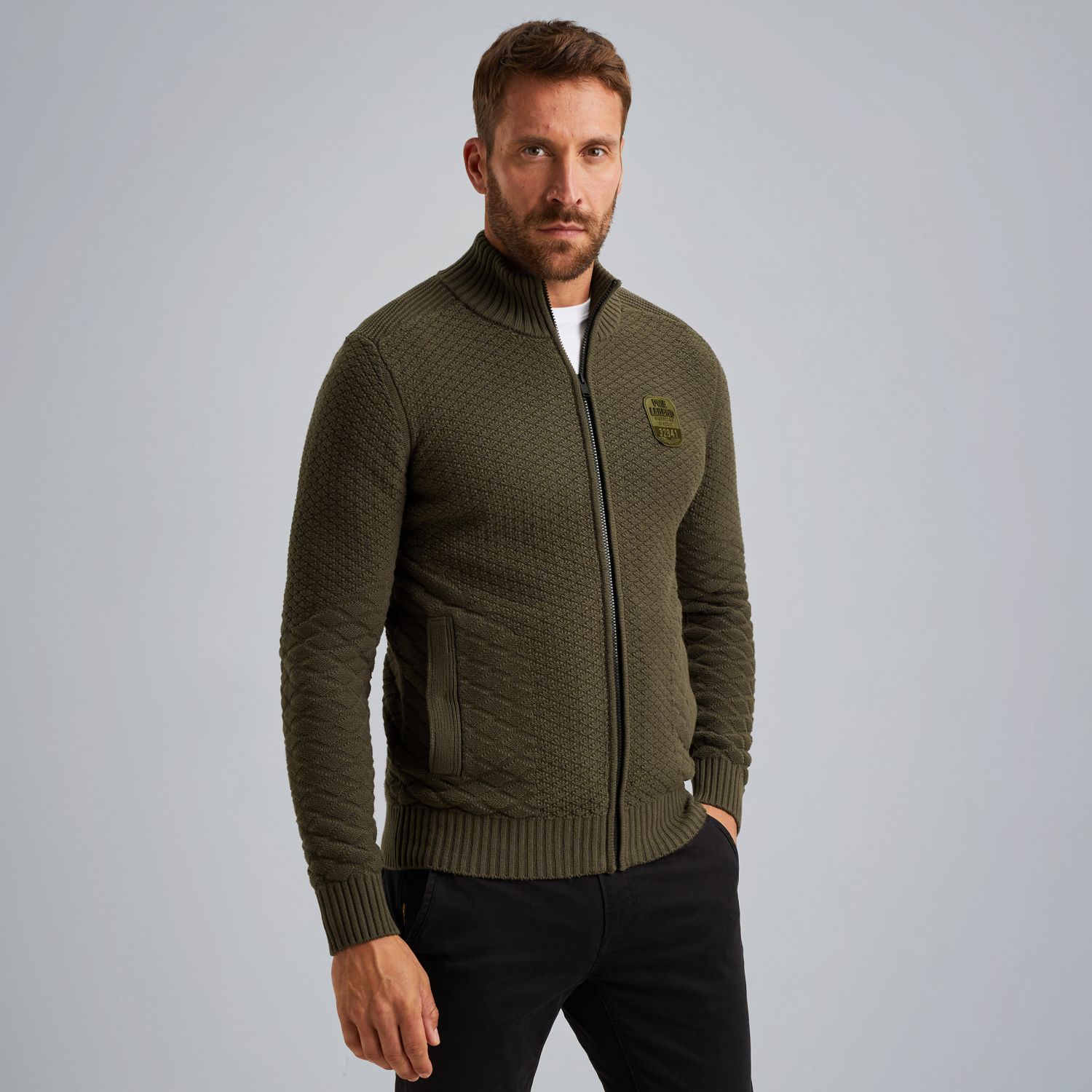 Кардиган PME Legend с молнией зелёный артикул PKC2509367-8039