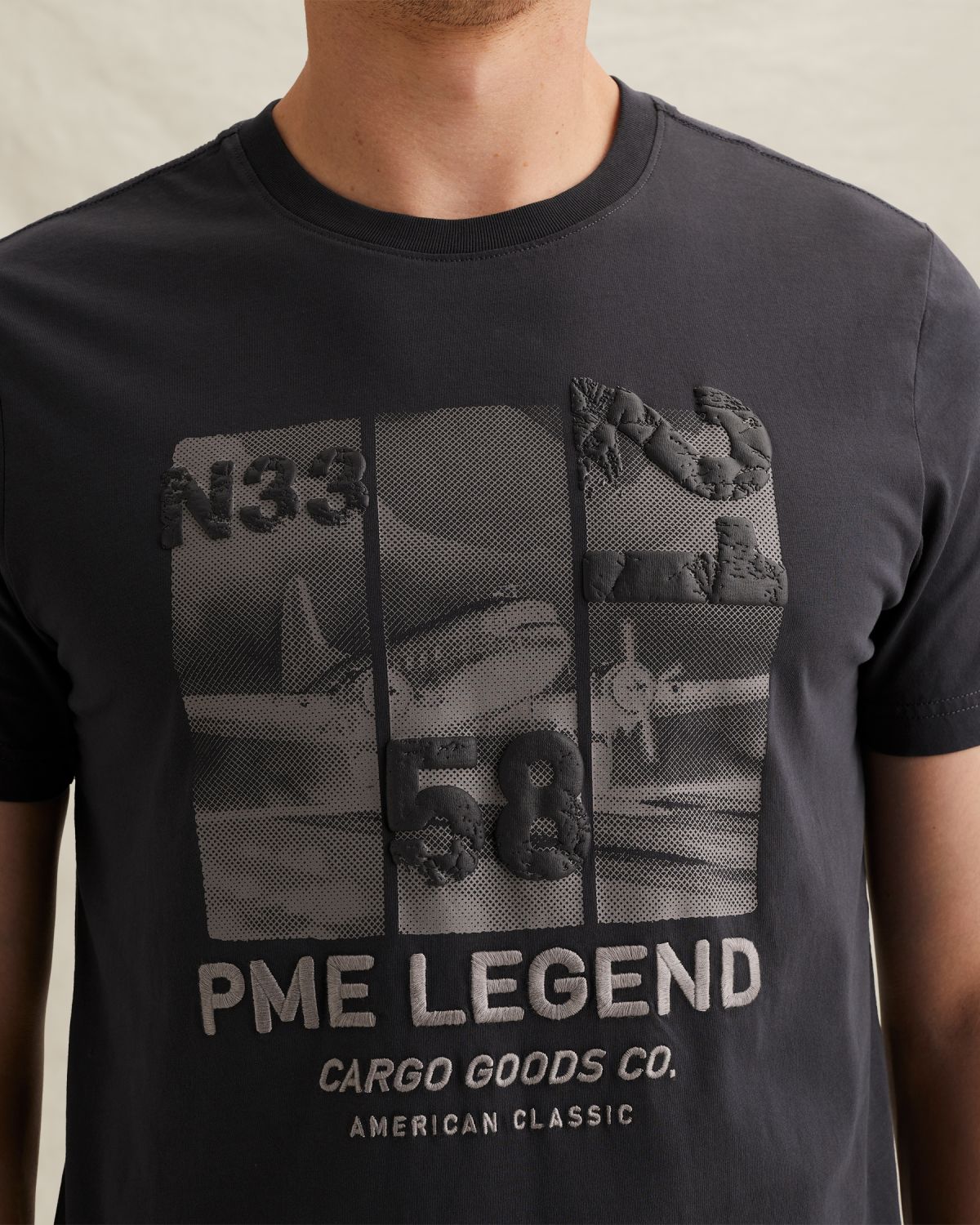 Футболка PME Legend с принтом синяя артикул PTSS2603554-5278
