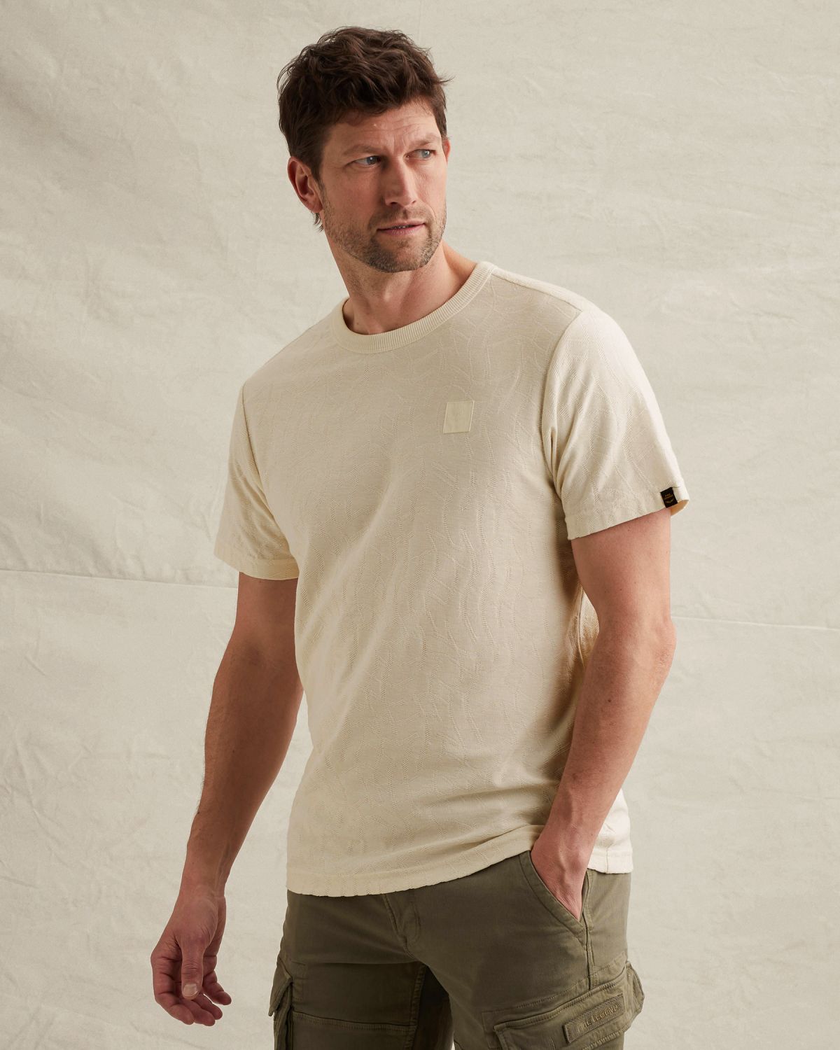 Футболка PME Legend с жаккардовым узором белая артикул PTSS2604564-7001