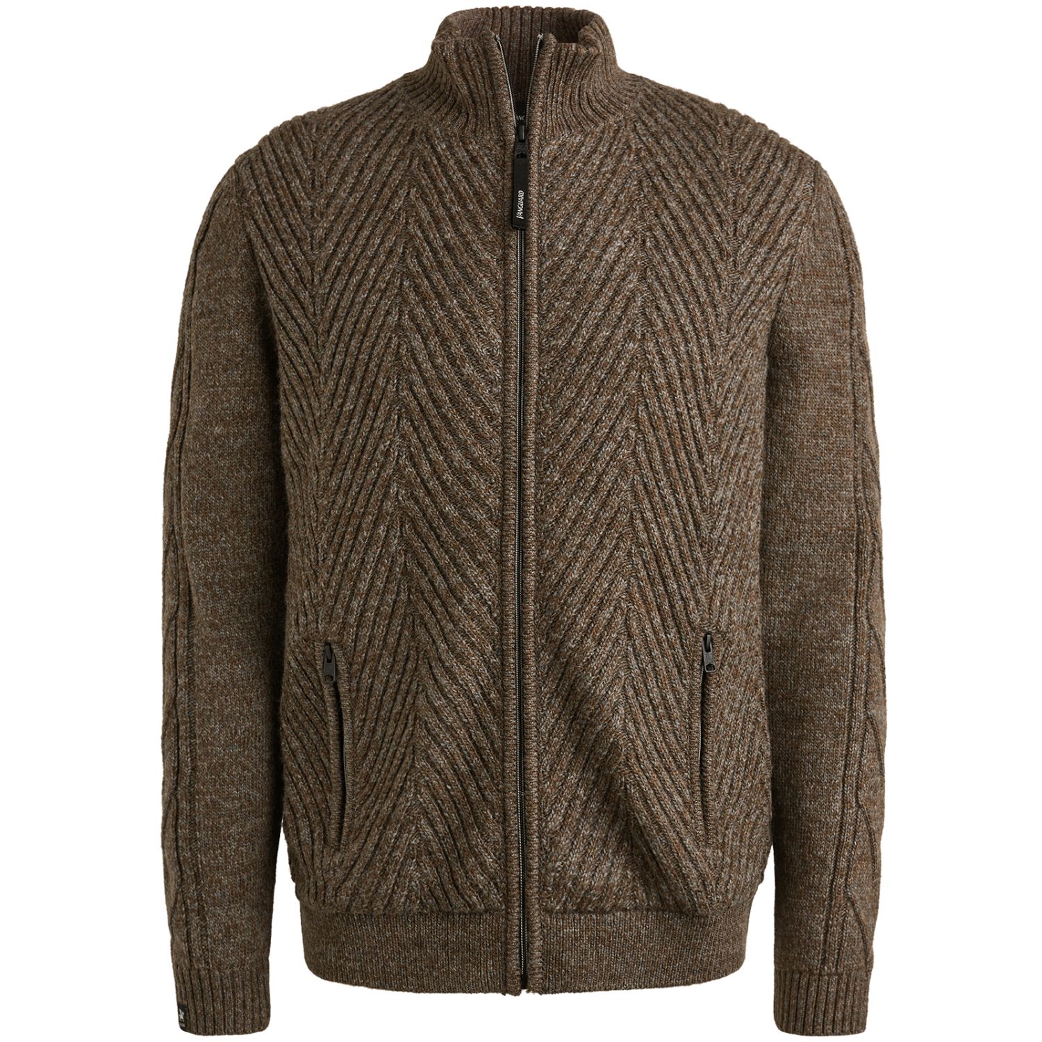 Кардиган Vanguard с воротником-стойкой коричневый артикул VKC2509382-8078