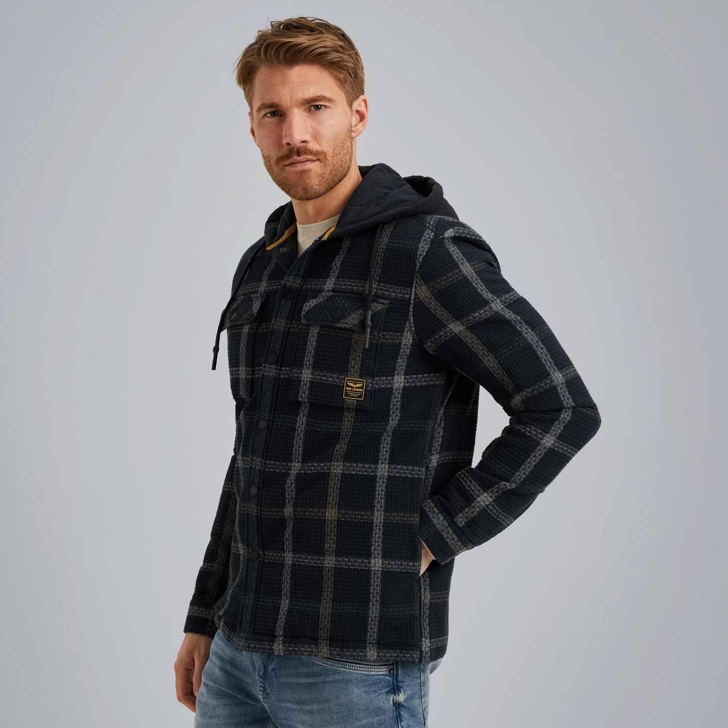 Рубашка-куртка с капюшоном PME Legend синяя артикул PSI2508225-5281