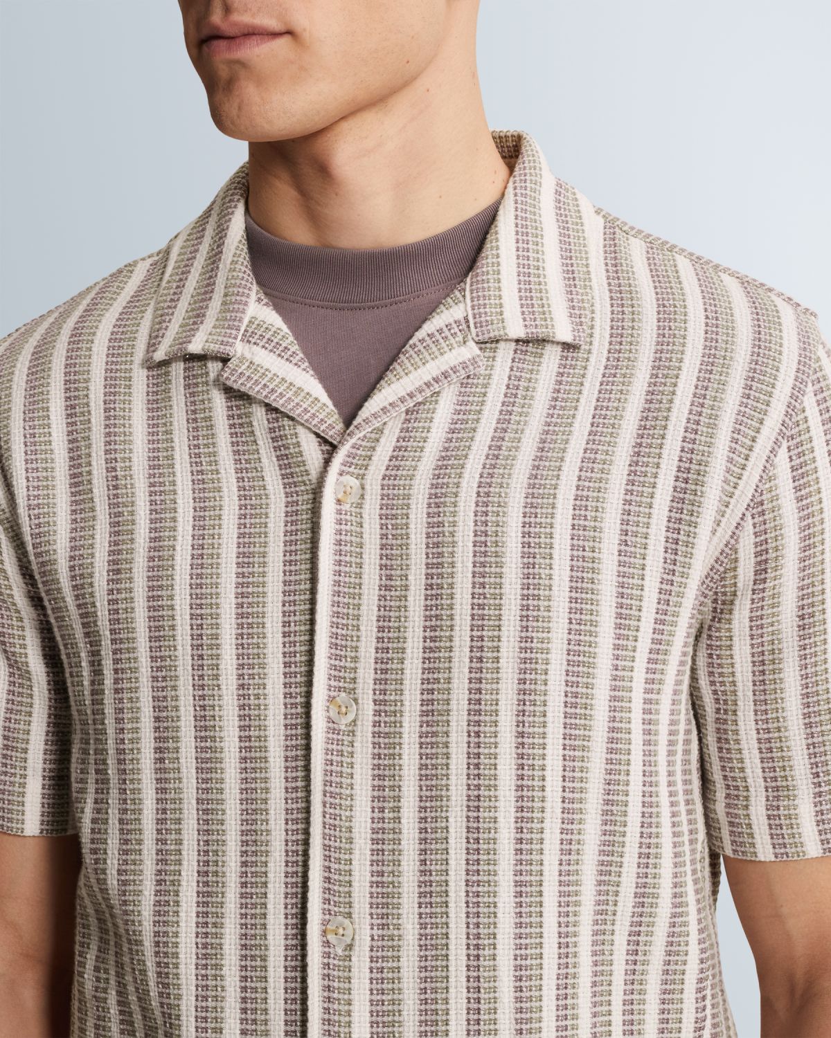 Рубашка Cast-Iron с короткими рукавами в полоску серая артикул CSIS2605282-7014