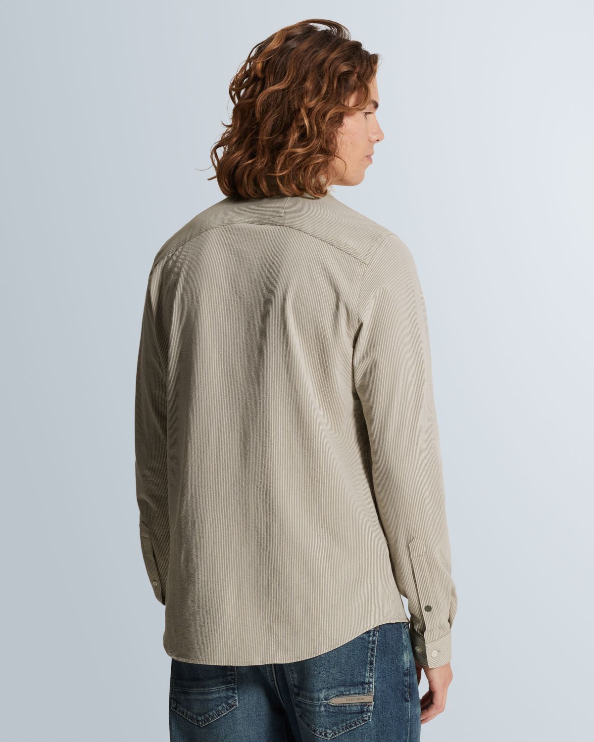 Рубашка Cast-Iron с текстурной полосой бежевая артикул CSI2602218-8023