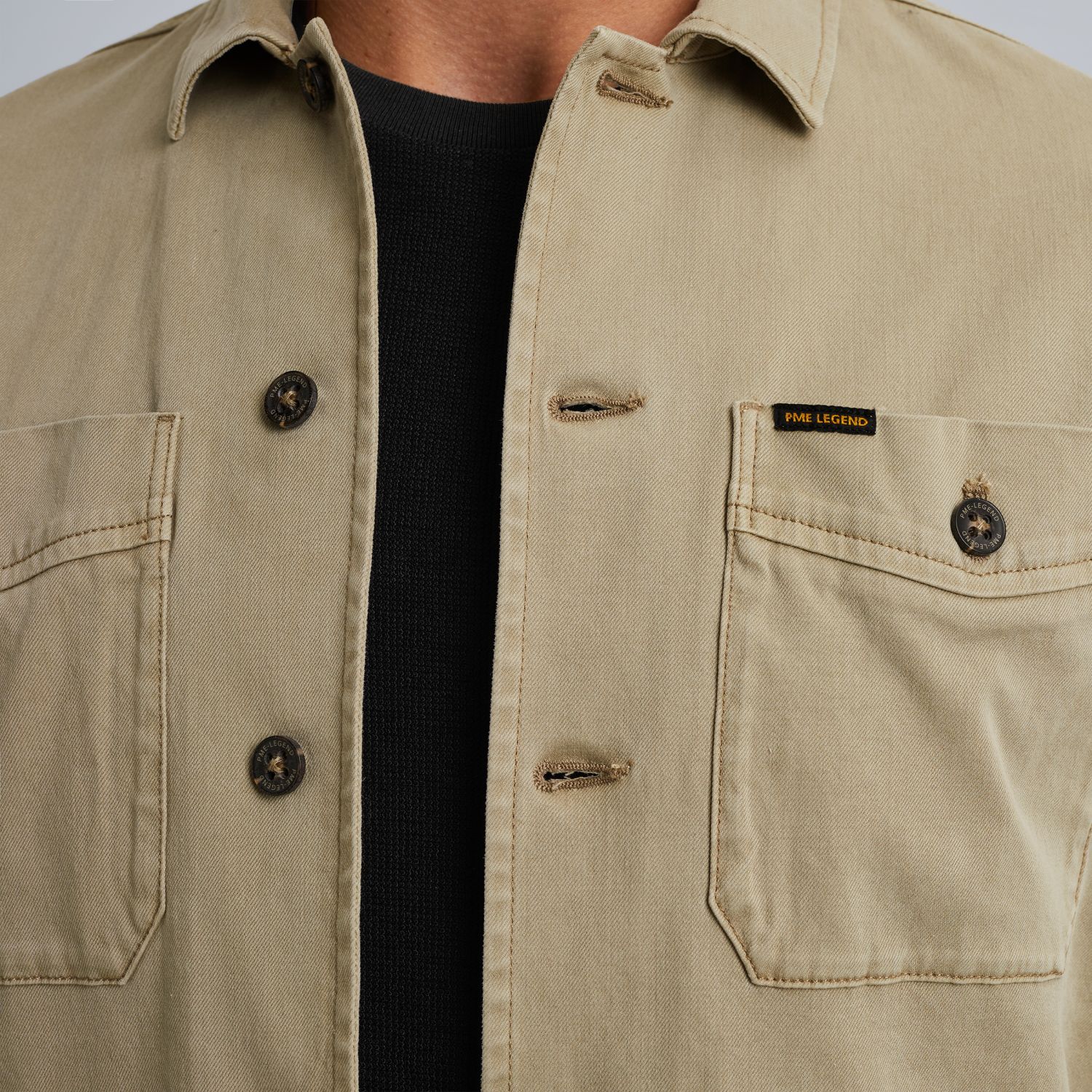 Рубашечная куртка PME Legend с карманами бежевая артикул PSI2509253-8011