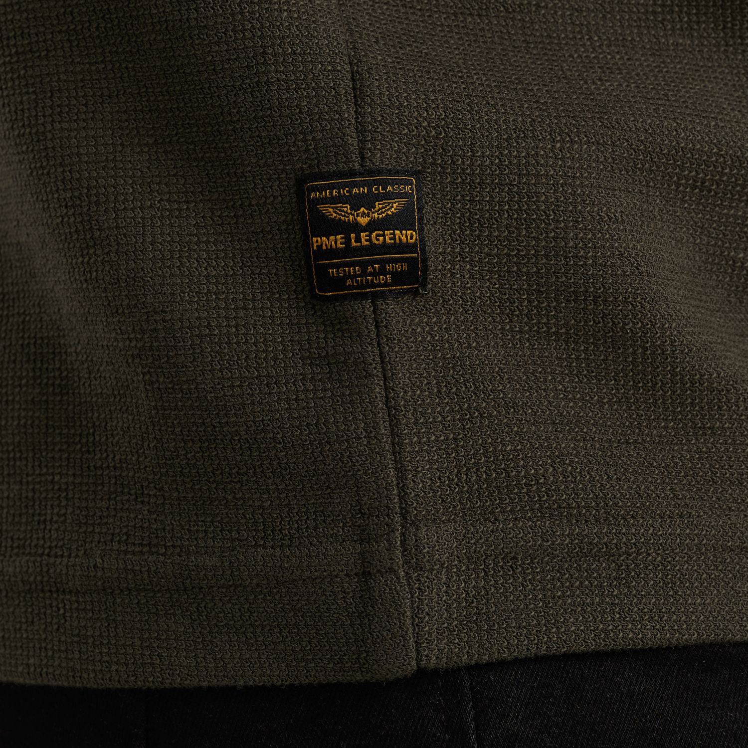 Футболка PME Legend с длинными рукавами и нашивками зелёная артикул PTS2509562-8039