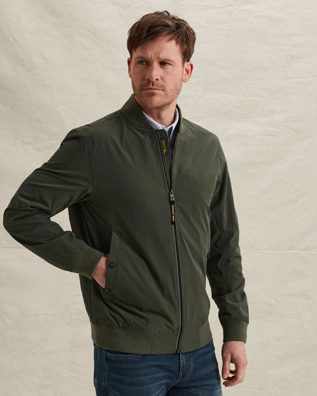 Куртка PME Legend в стиле MA-1 зелёная артикул PJA2602121-6425