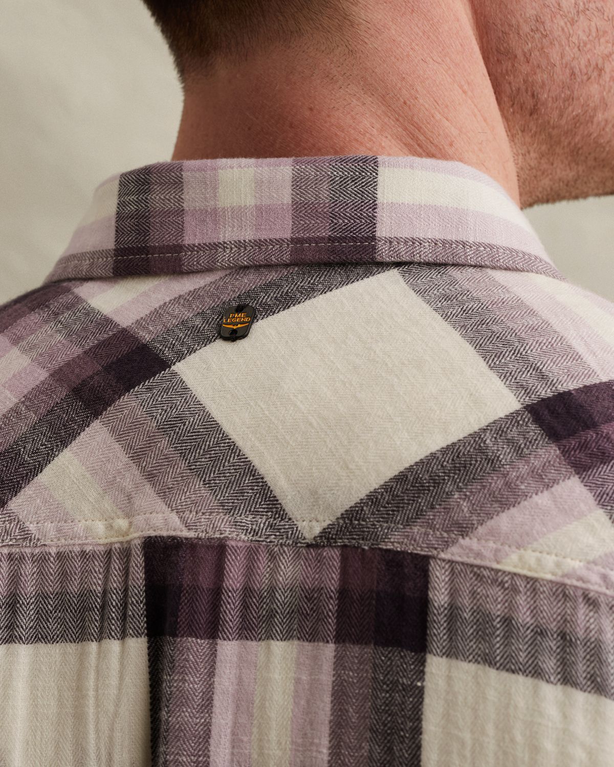 Рубашка PME Legend в клетку фиолетовая артикул PSIS2603258-4323