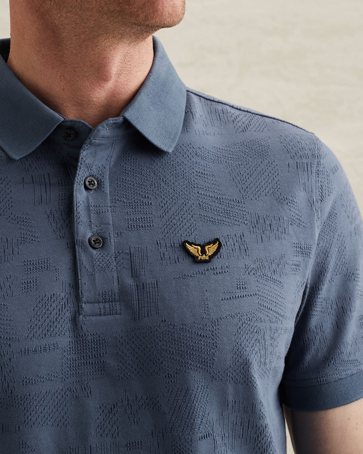 Футболка-поло PME Legend с жаккардовым узором синяя артикул PPSS2603883-5052