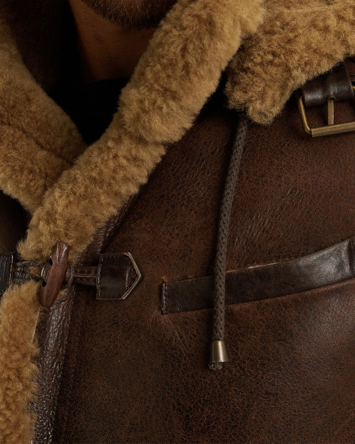 Кожаное пальто коричневое артикул PLJ650011-771