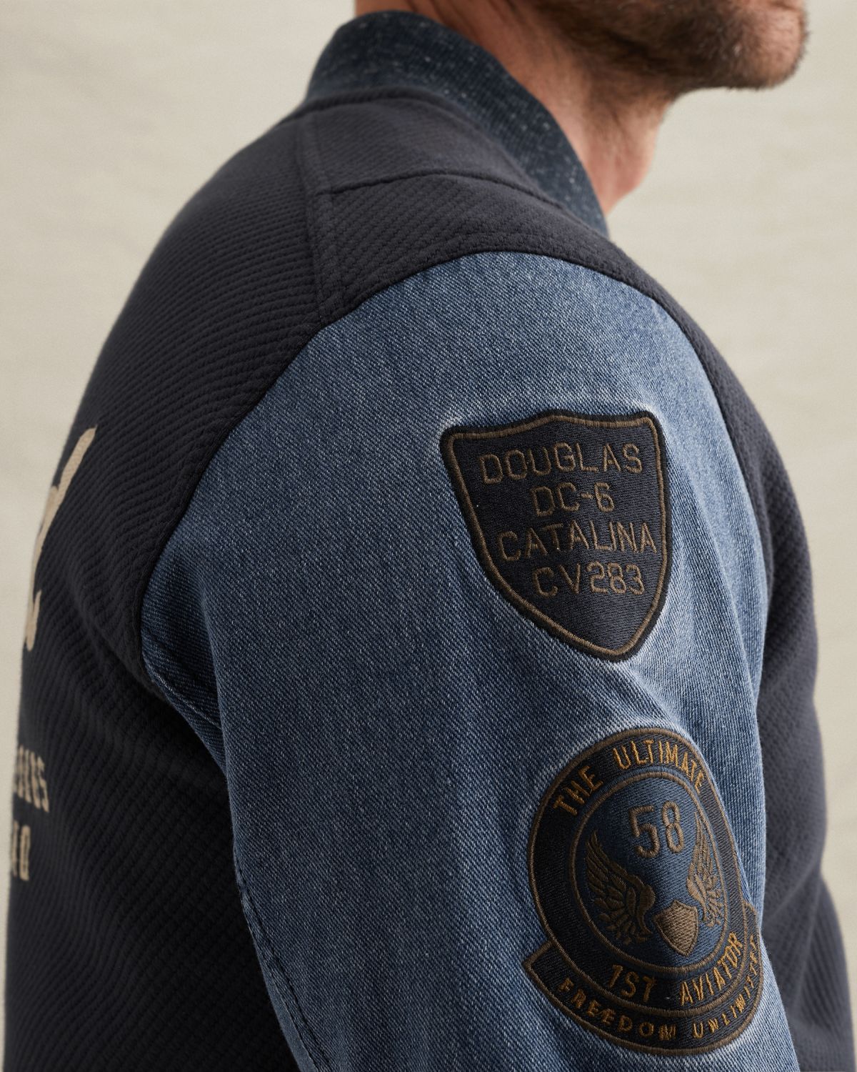 Куртка PME Legend гибридная с нашивками синяя артикул PJH2602484-5116