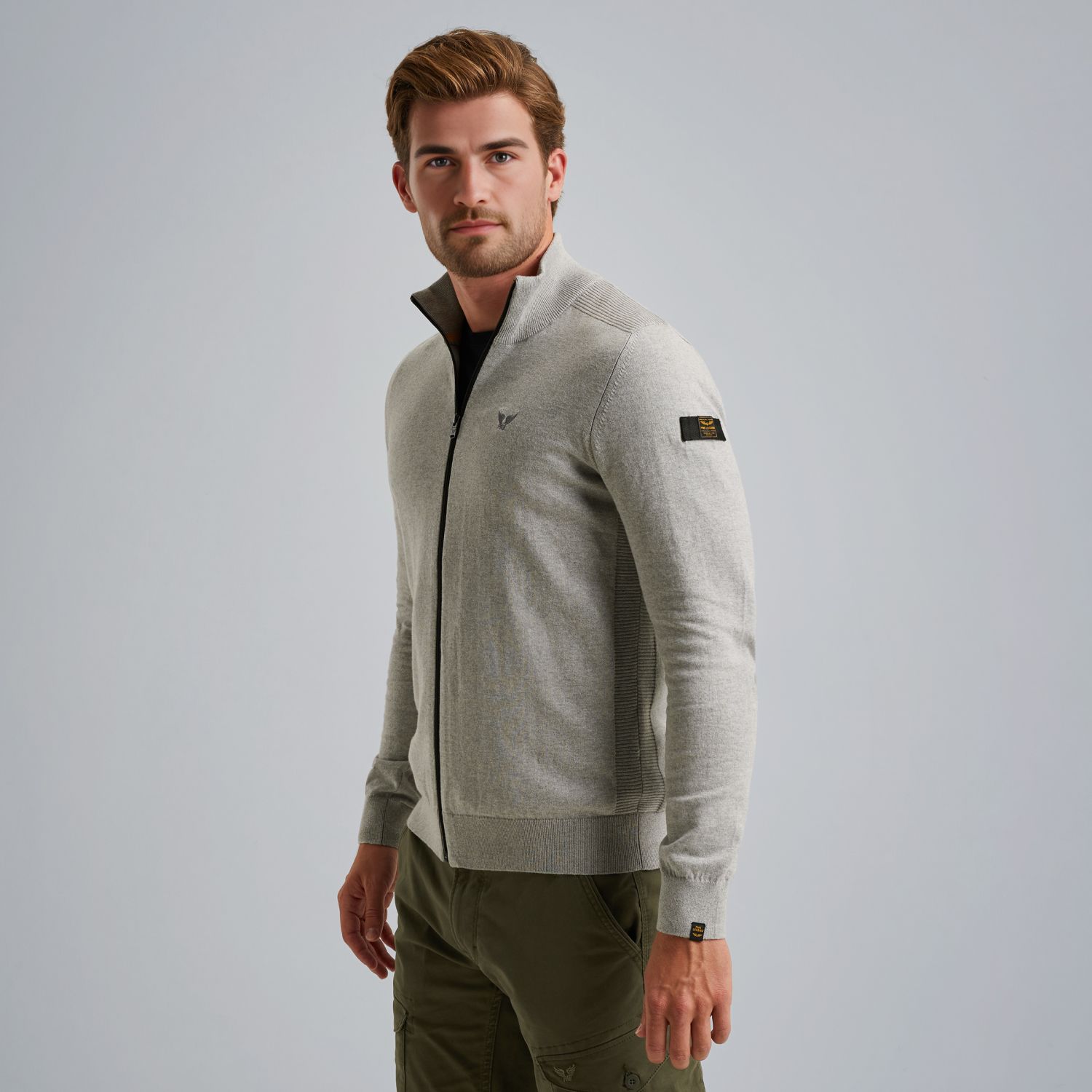 Кардиган PME Legend с молнией серый артикул PKC2508355-921