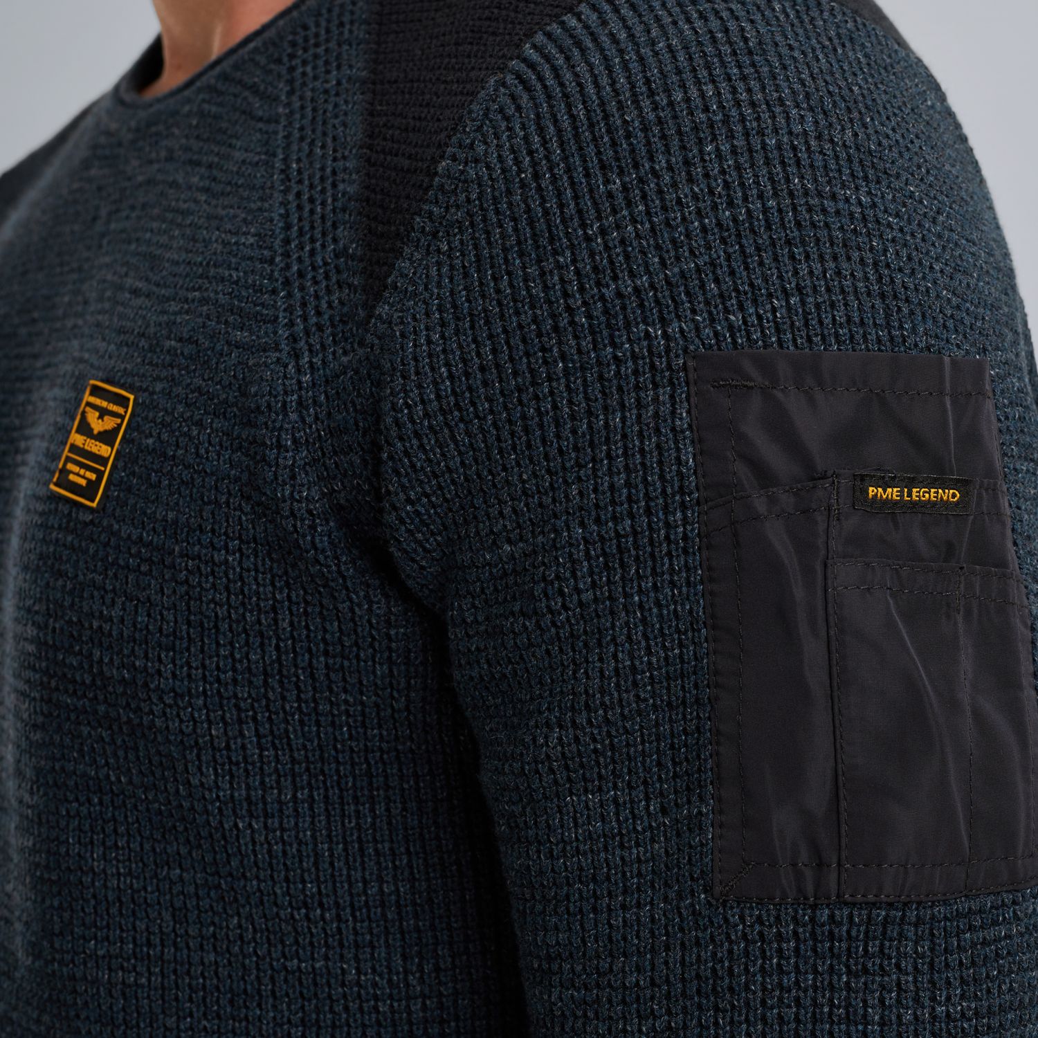Пуловер PME Legend с круглым вырезом синий артикул PKW2508301-5281