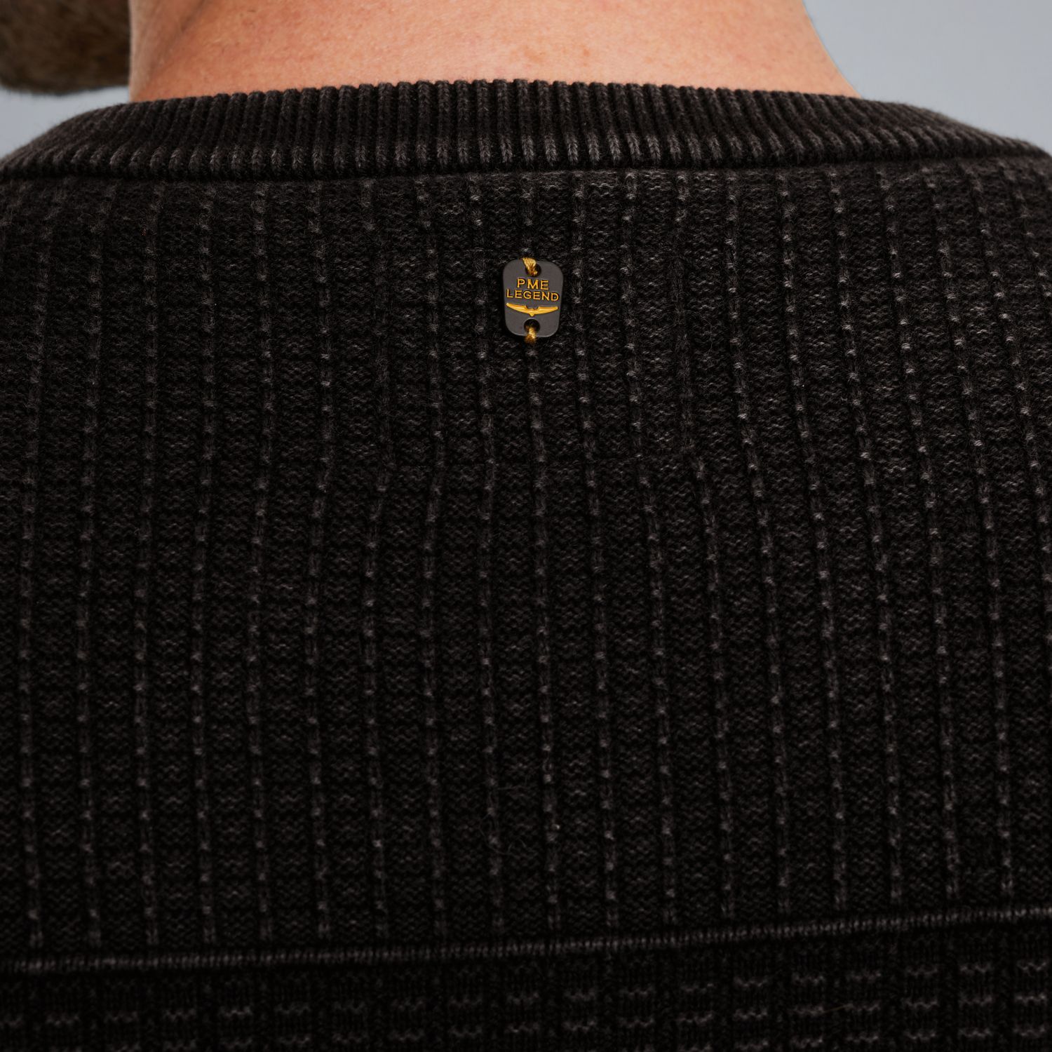 Пуловер PME Legend с окраской готового изделия чёрный артикул PKW2510309-999