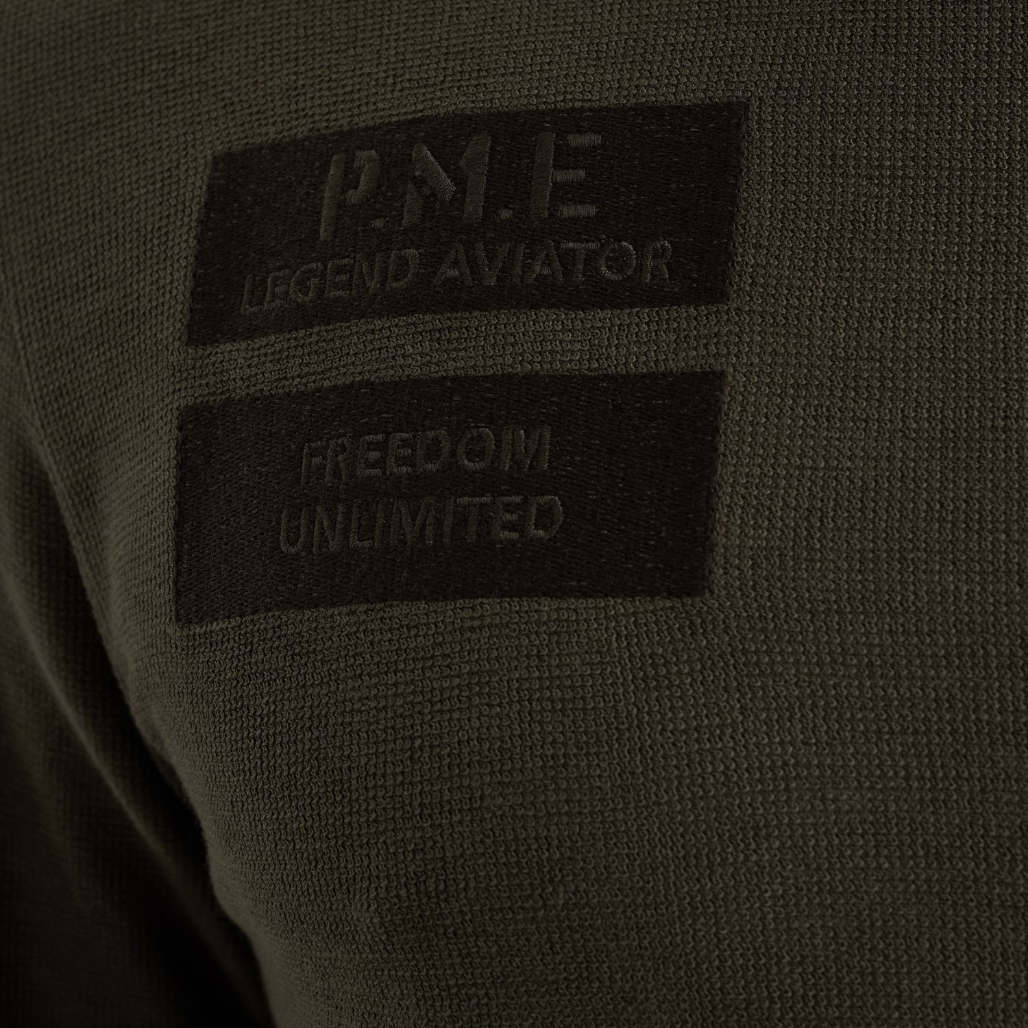 Футболка PME Legend с длинными рукавами и нашивками зелёная артикул PTS2509562-8039