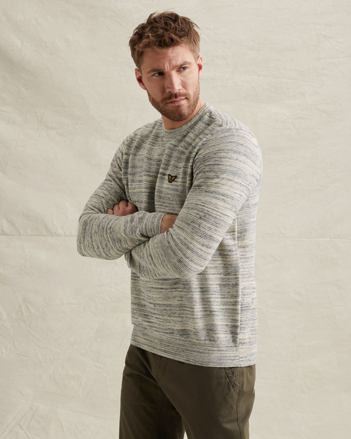 Пуловер PME Legend фактурный бежевый артикул PKW2603311-7013