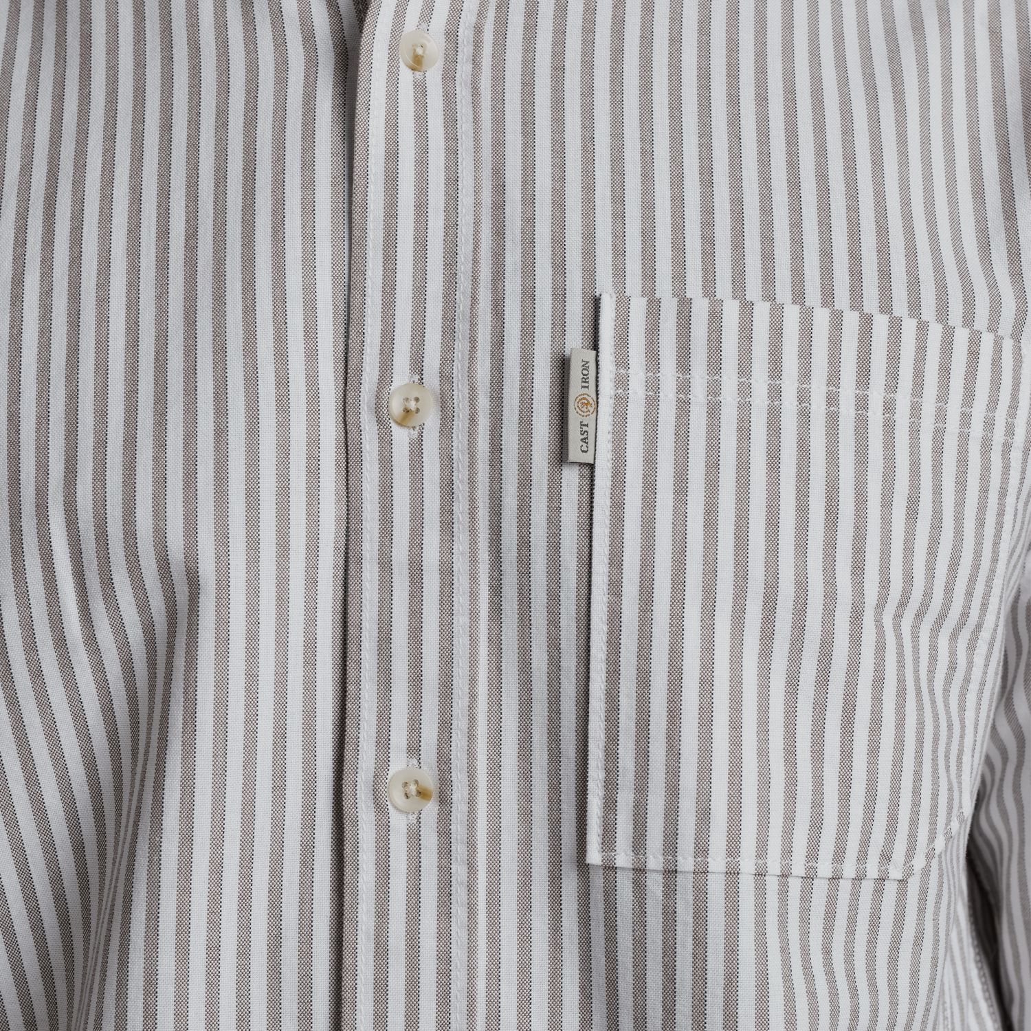Рубашка Cast-Iron оксфорд в полоску хаки артикул CSI2508202-8025