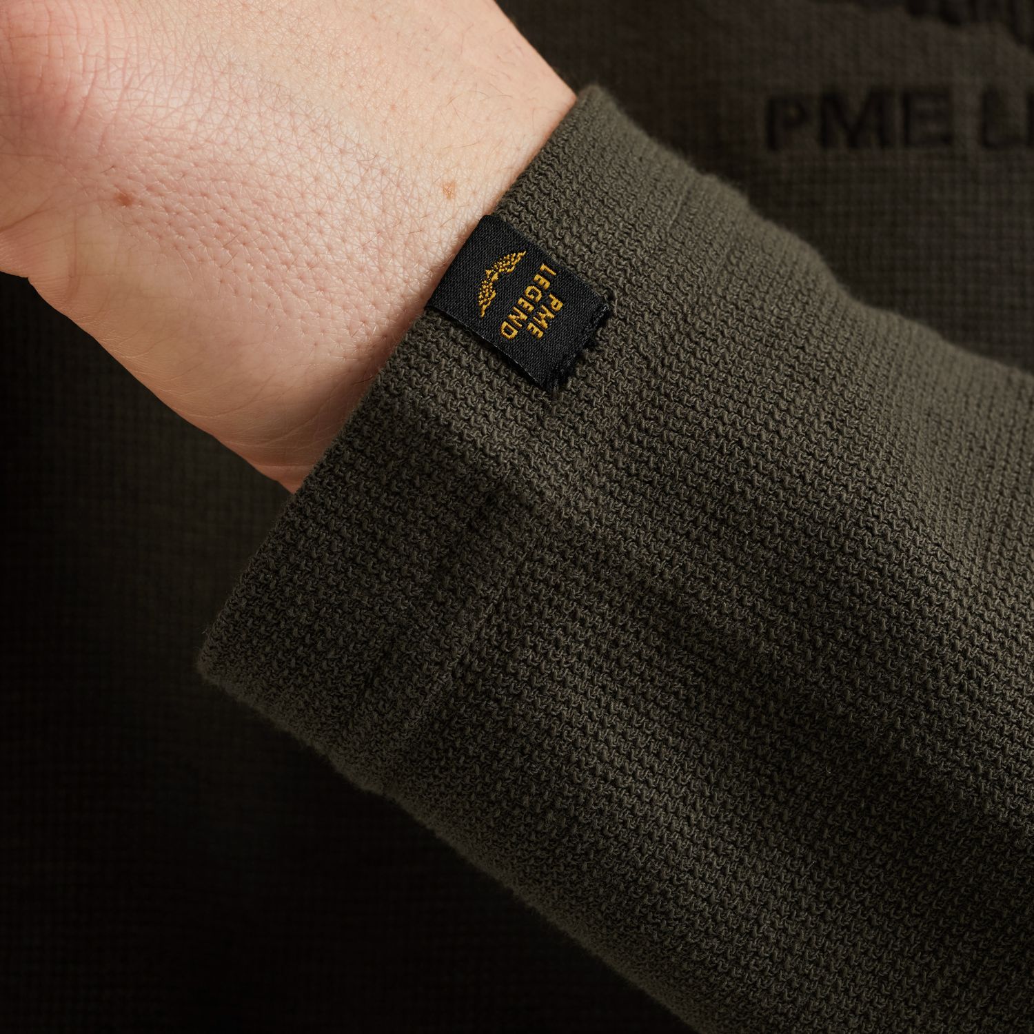 Футболка PME Legend с длинными рукавами и нашивками зелёная артикул PTS2509562-8039