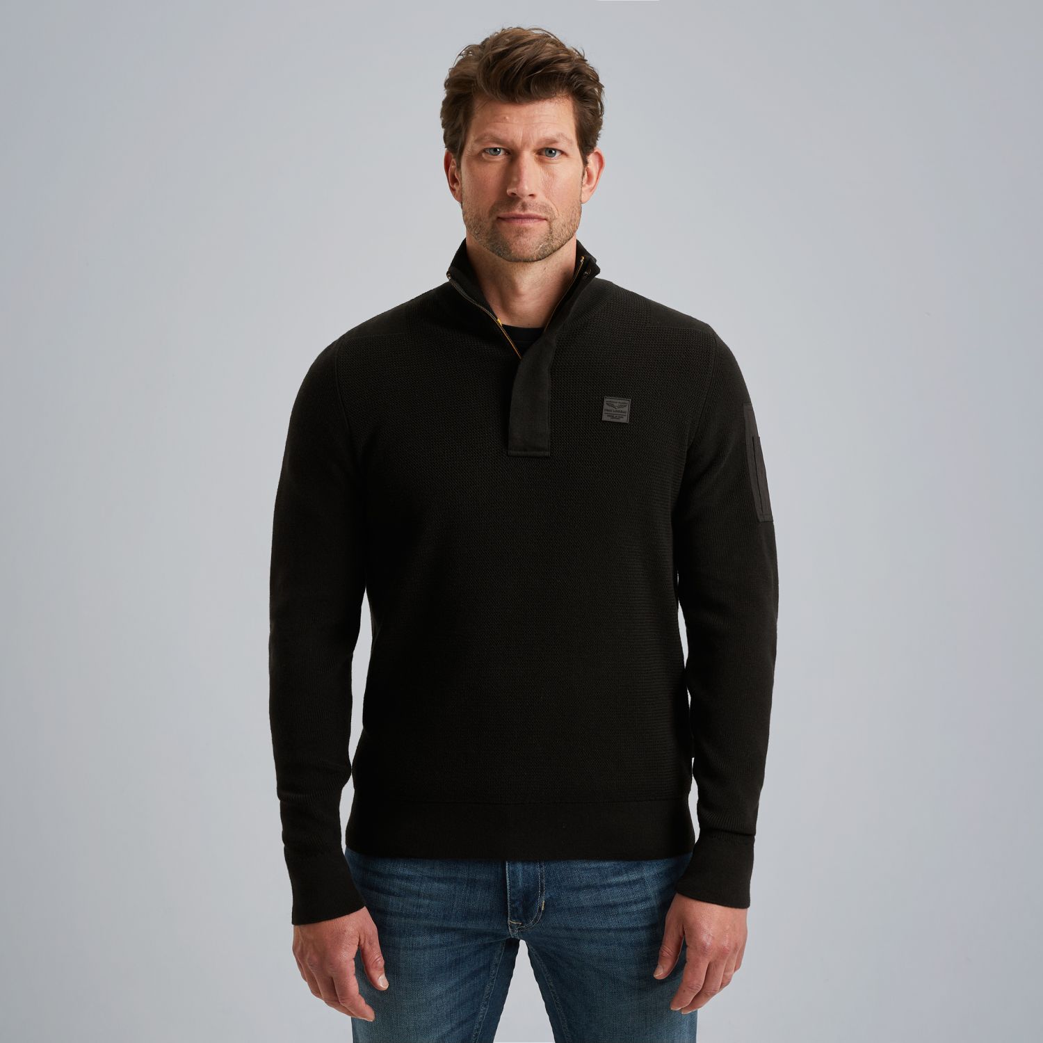 Пуловер PME Legend с полумолнией чёрный артикул PKW2509322-999