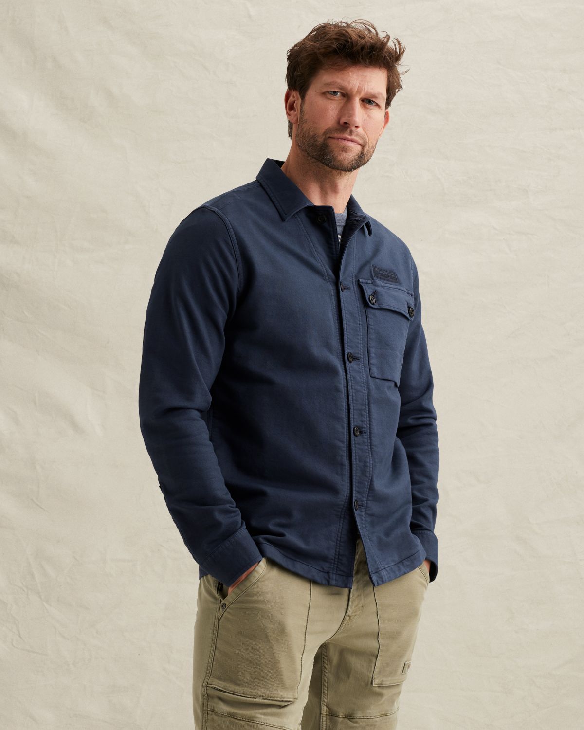 Рубашка-куртка PME Legend с пуговицами синяя артикул PSI2602233-5116