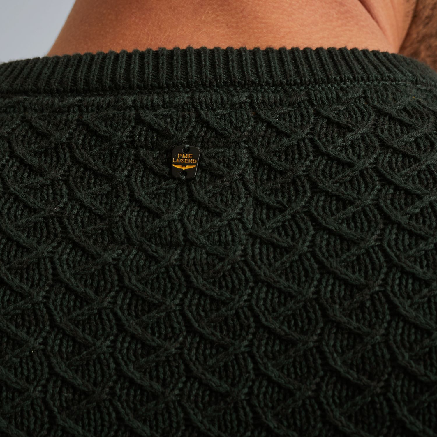 Пуловер PME Legend с круглым вырезом зелёный артикул PKW2510304-6027