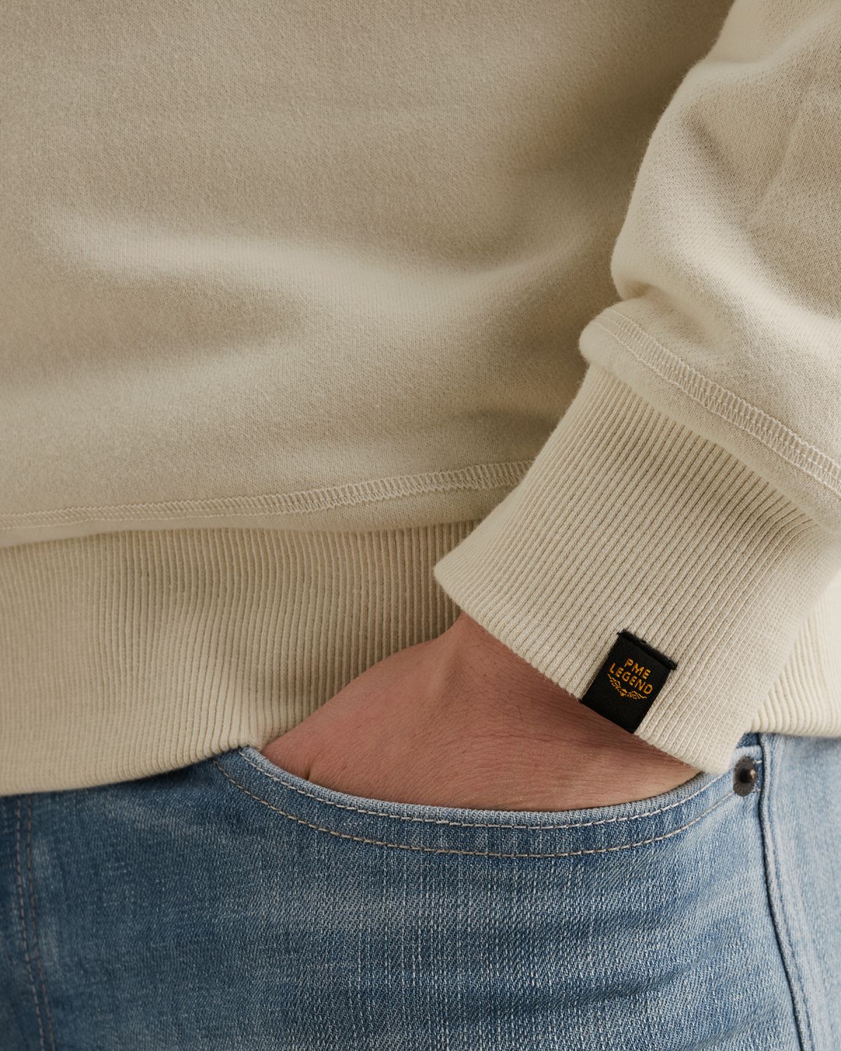 Толстовка PME Legend с капюшоном и принтом на спинке бежевая артикул PSW2602487-7013