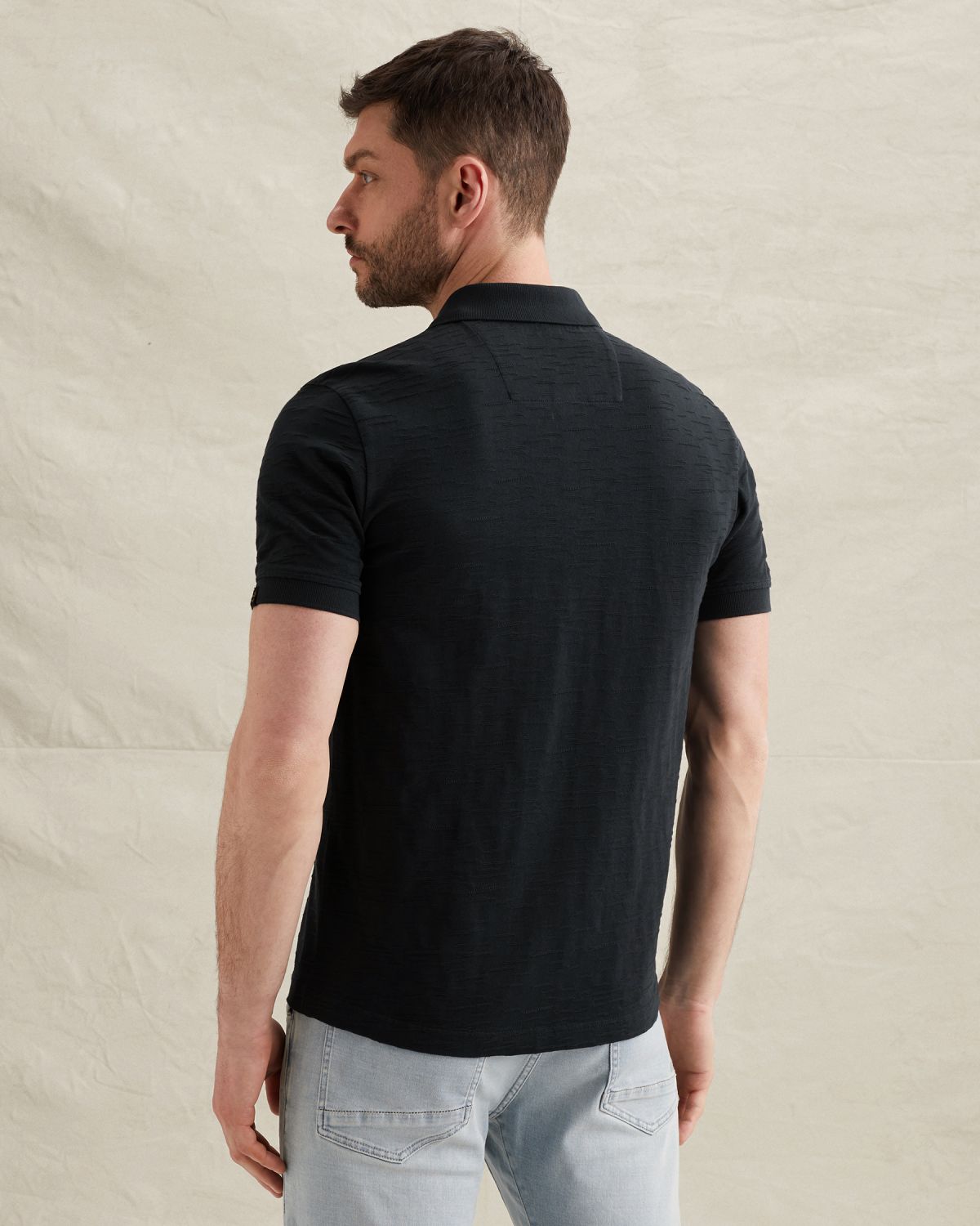 Поло PME Legend с жаккардовым узором синее артикул PPSS2604868-5282