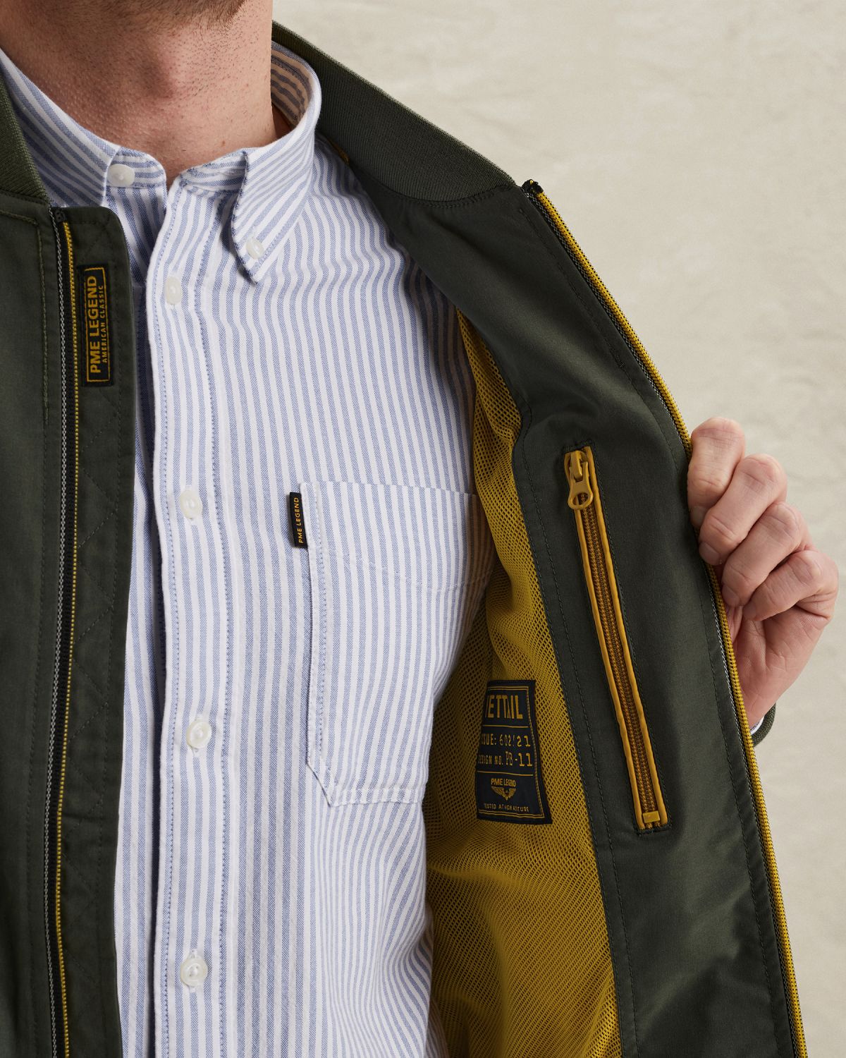 Куртка PME Legend в стиле MA-1 зелёная артикул PJA2602121-6425