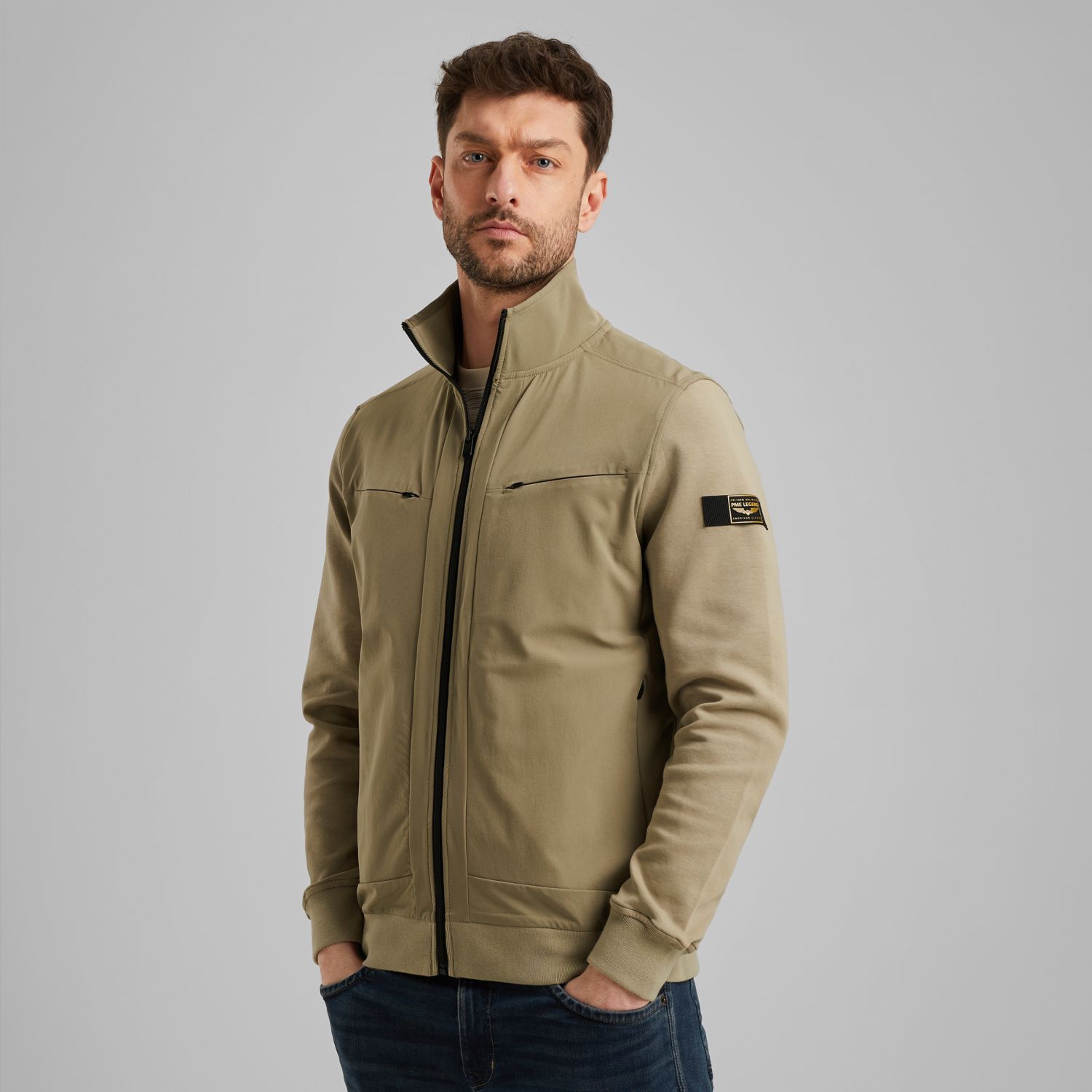 Куртка с молнией хаки артикул PSW2506423-6391