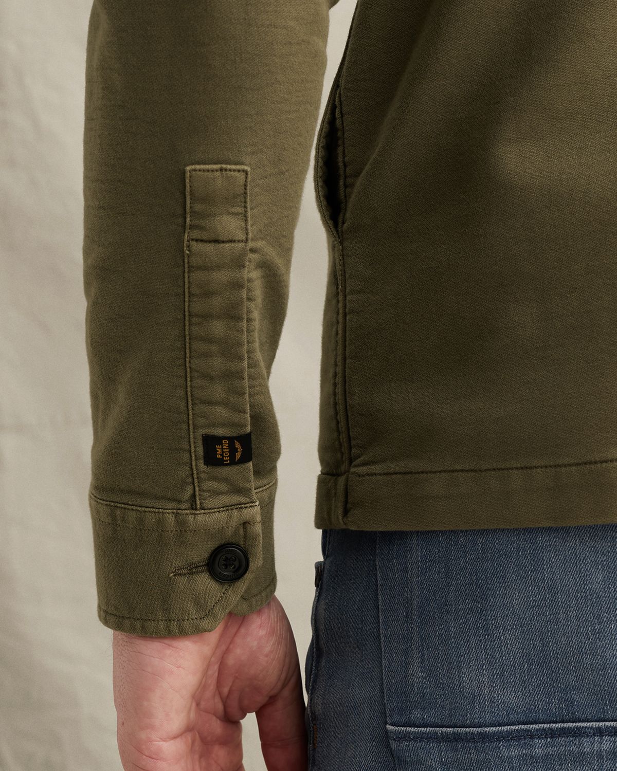 Куртка-рубашка PME Legend с пуговицами и воротником боулинг зелёная артикул PSI2602233-6415