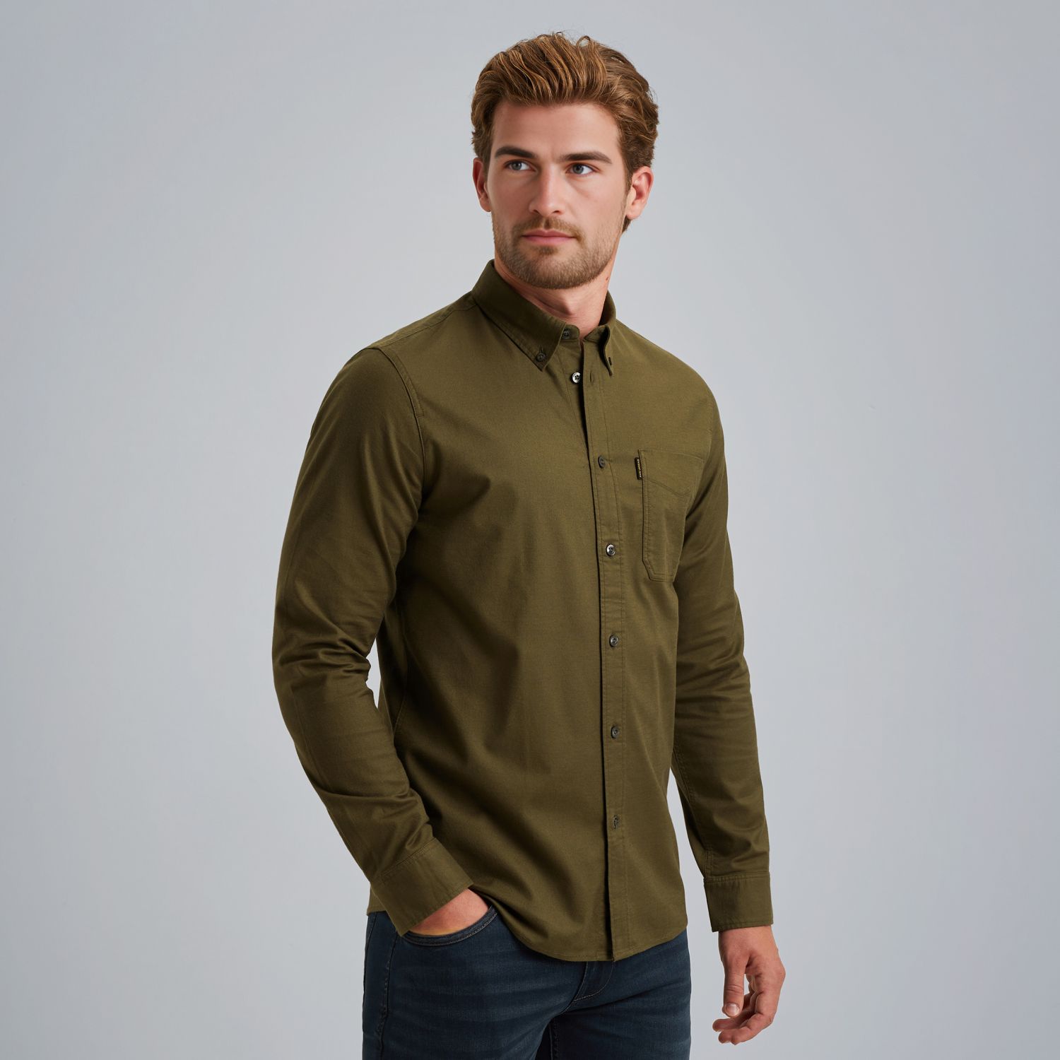 Рубашка PME Legend Oxford двухцветная зелёная артикул PSI2508206-6416