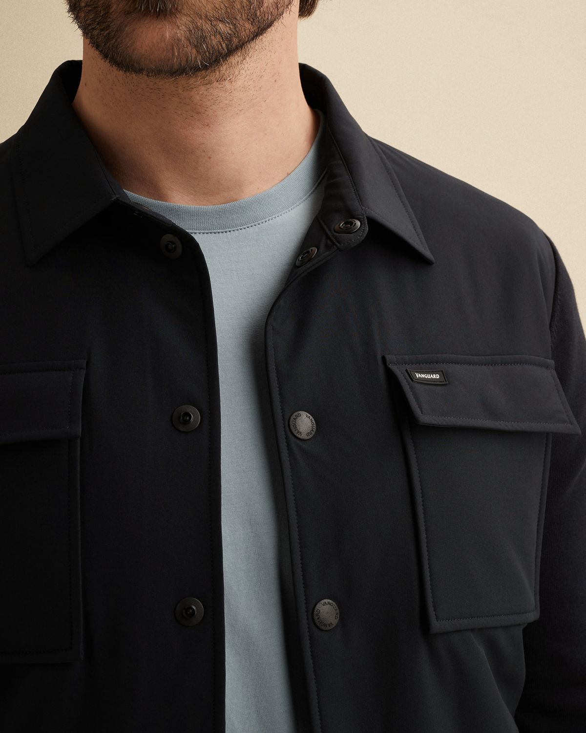Куртка-рубашка Vanguard с контрастными материалами синяя артикул VKC2602356-5073
