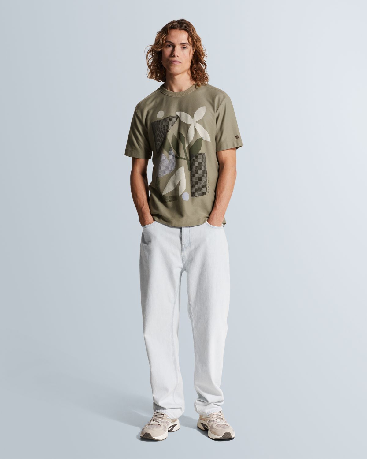 Футболка Cast-Iron с многоцветным принтом зелёная артикул CTSS2602509-6478