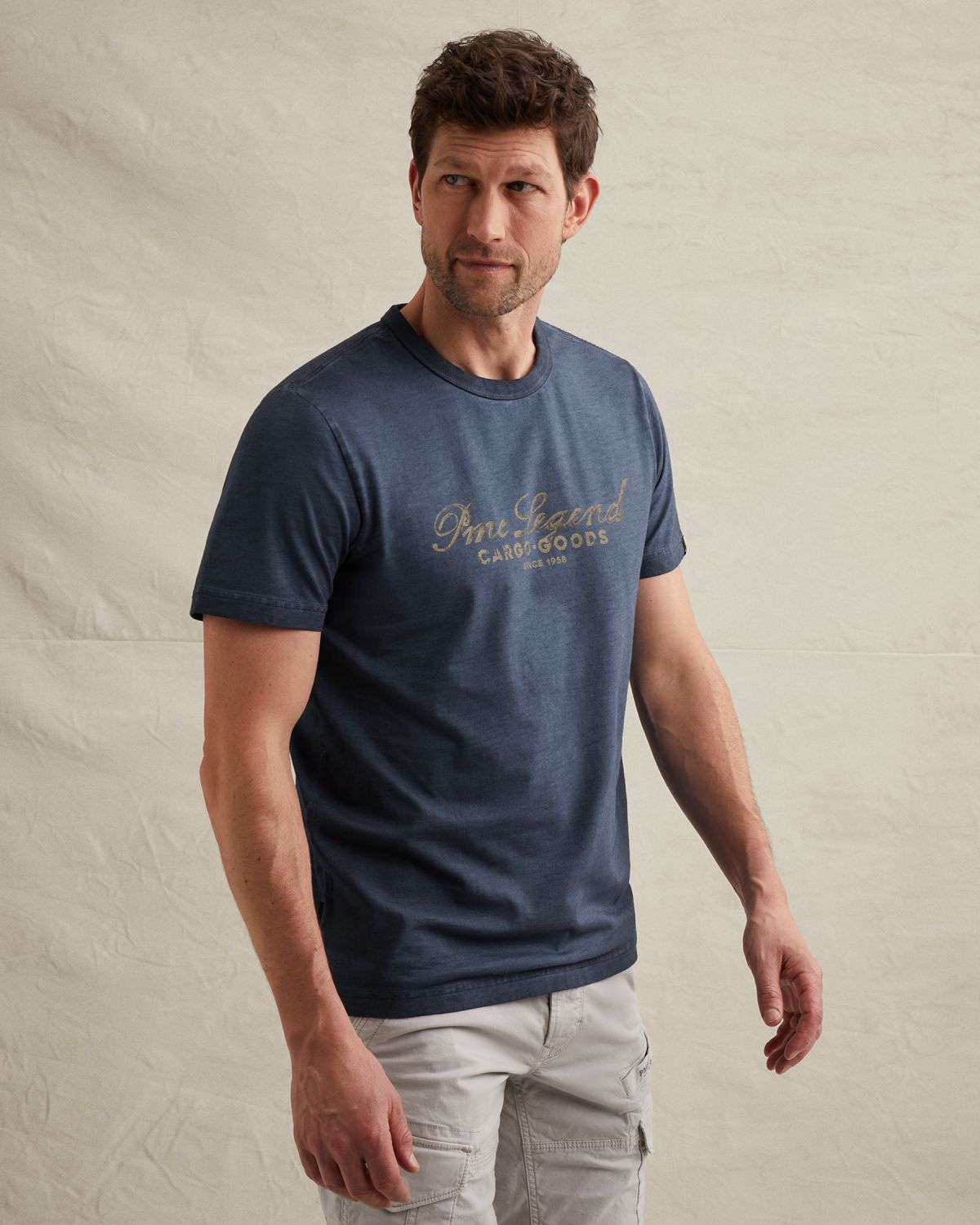 Футболка PME Legend с крупным принтом на груди синяя артикул PTSS2604593-5301