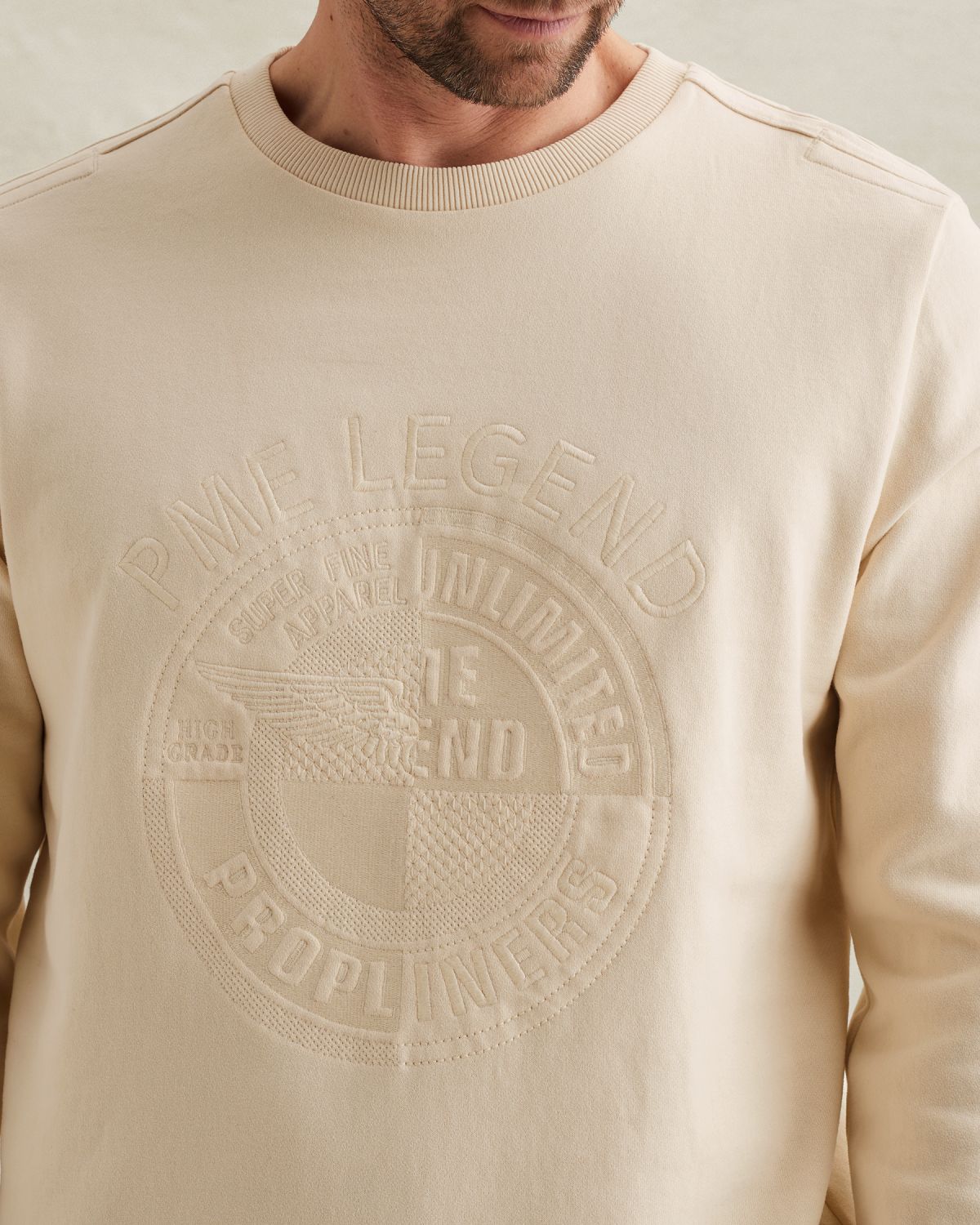 Свитшот PME Legend с вышивкой бежевый артикул PSW2602473-7013