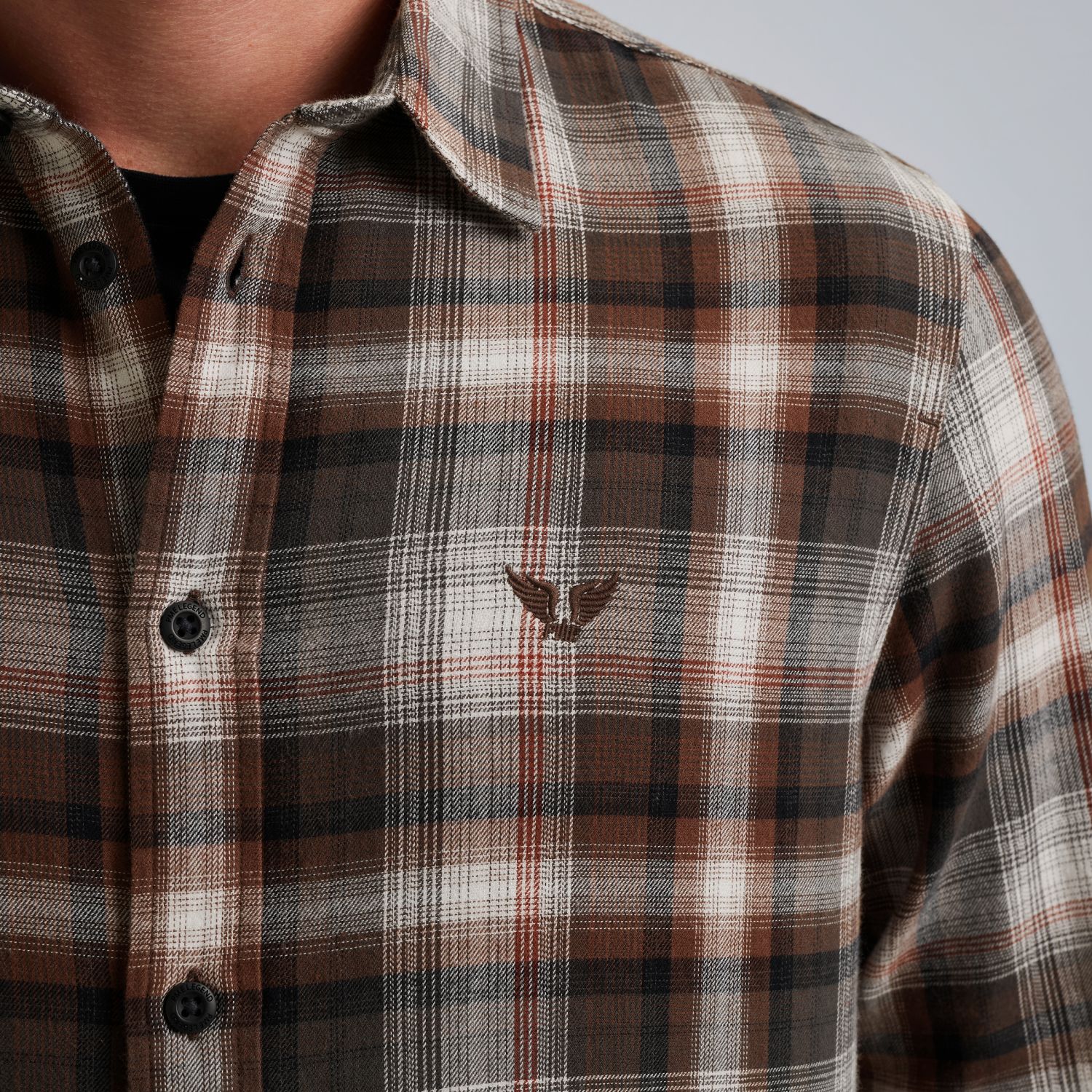 Рубашка PME Legend в клетку коричневая артикул PSI2509235-8203