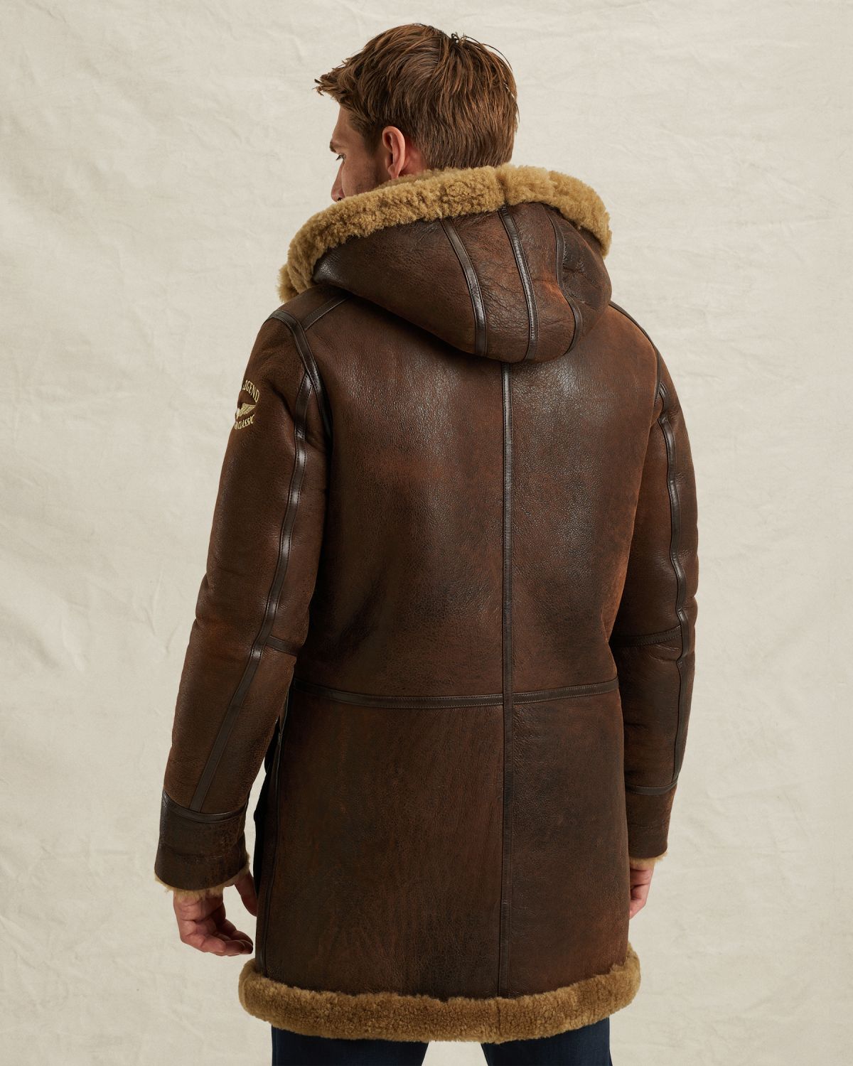 Кожаное пальто коричневое артикул PLJ650011-771